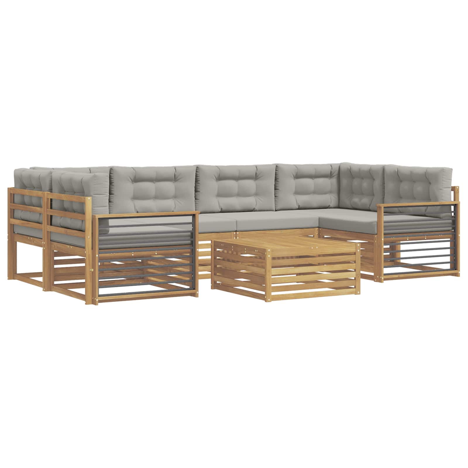 Set vanjskih sofa 7 pcs Bijela i svjetlosiva Poliester
