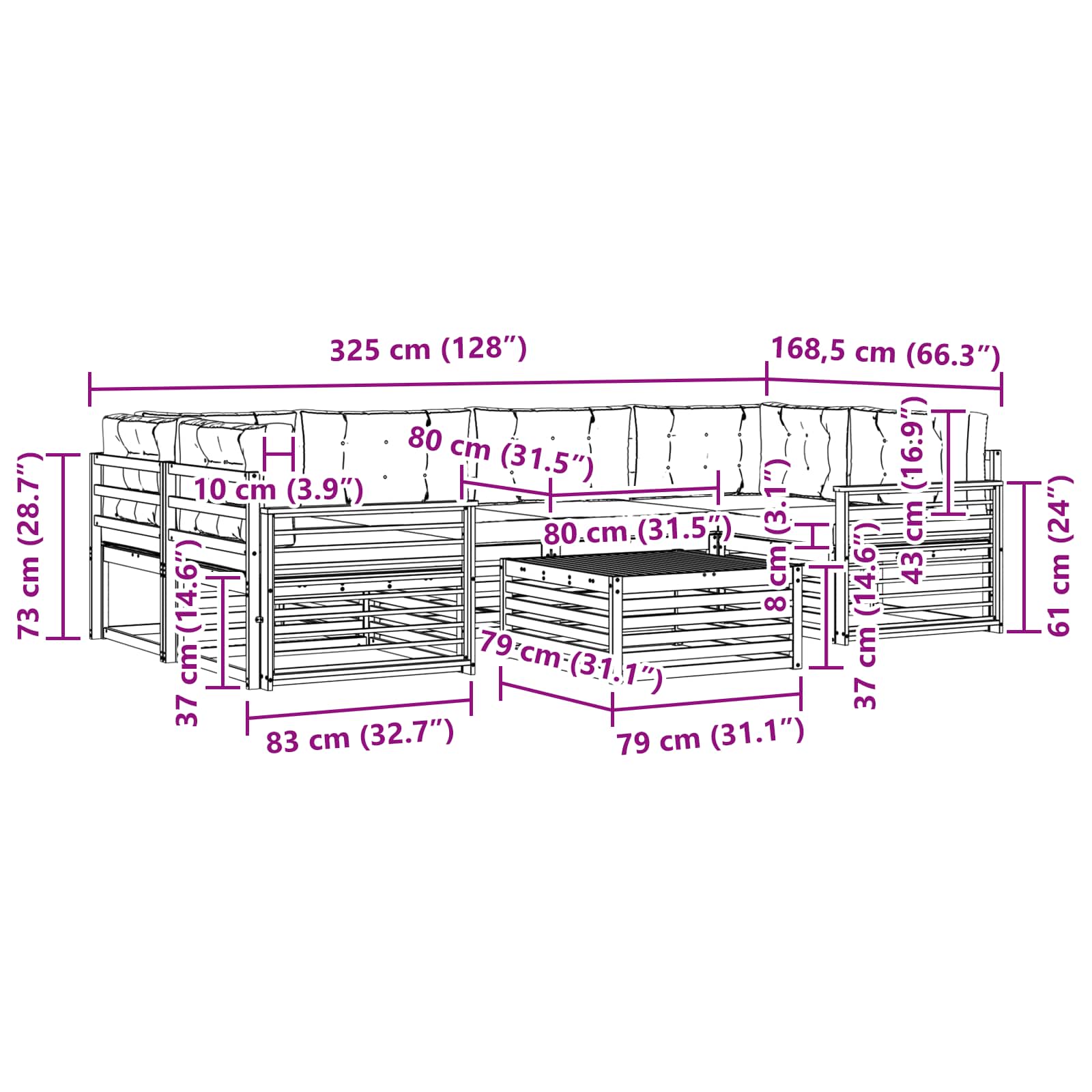 Set vanjskih sofa s jastukom 7 pcs Bijela i antracit Poliester