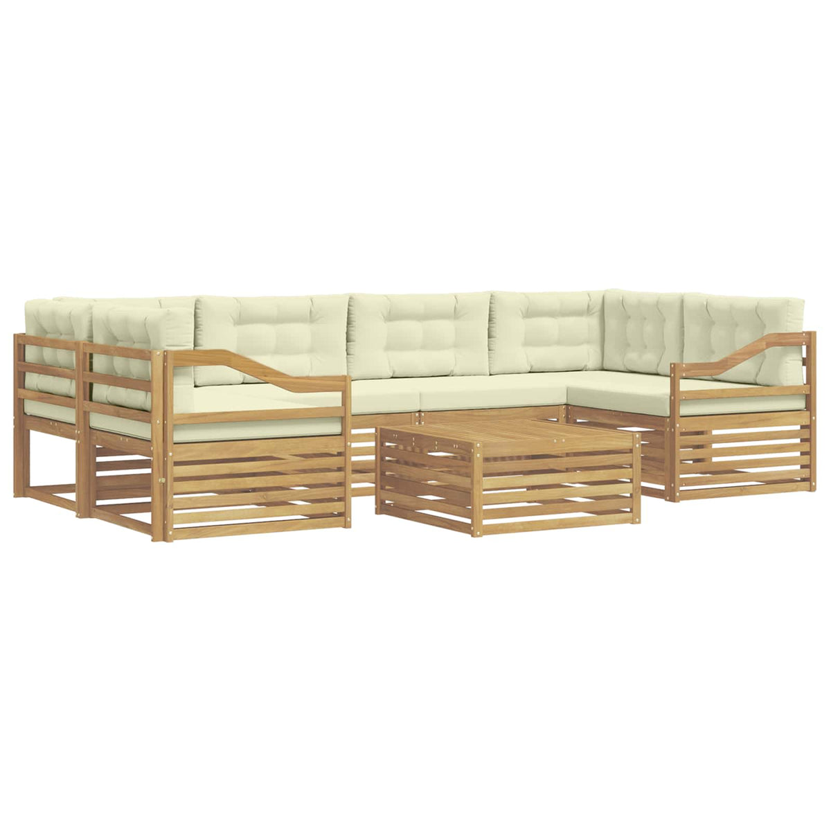 Set vanjskih sofa 7 kom. Bijela i krem Poliester