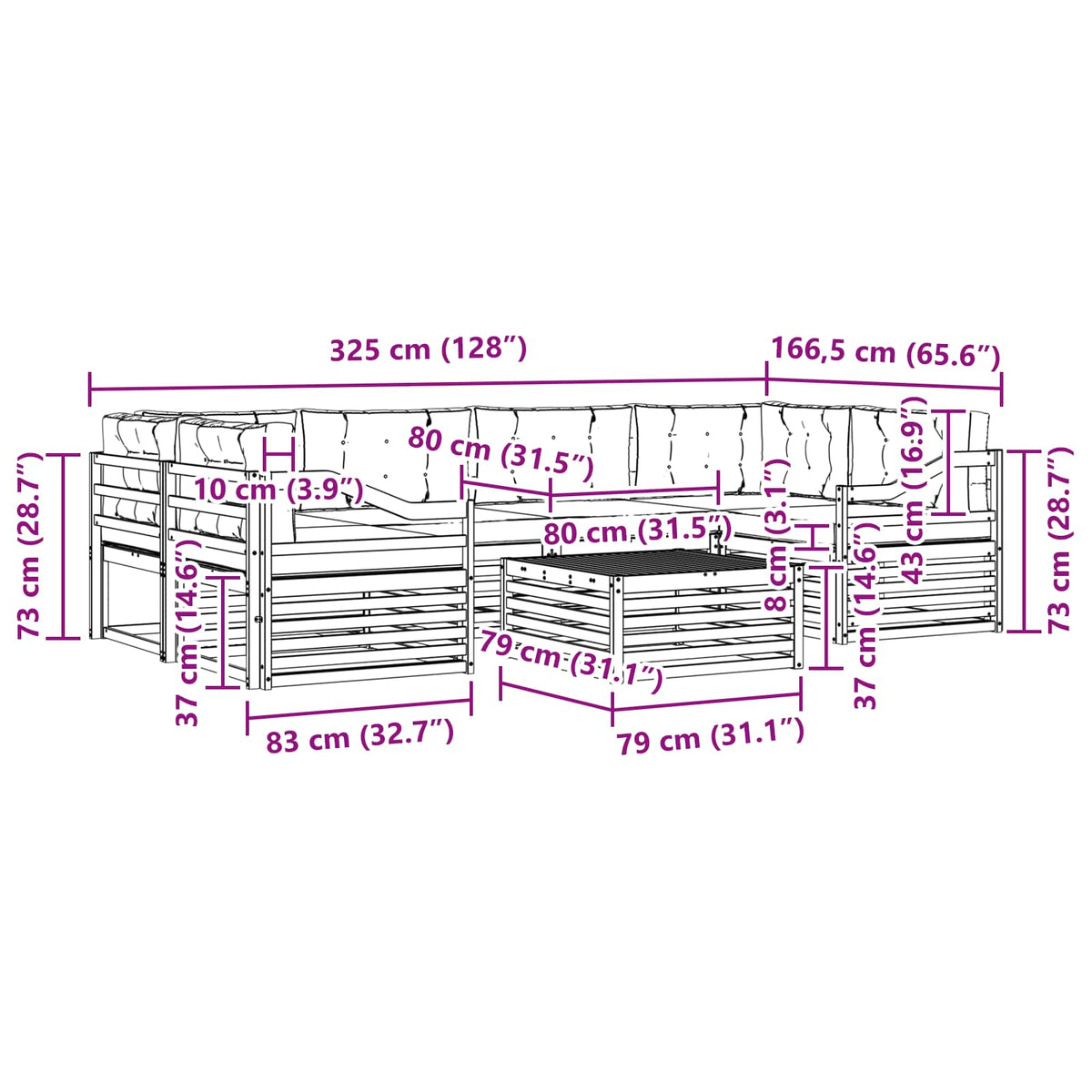 Set vanjskih sofa 7 kom. Bijela i krem Poliester