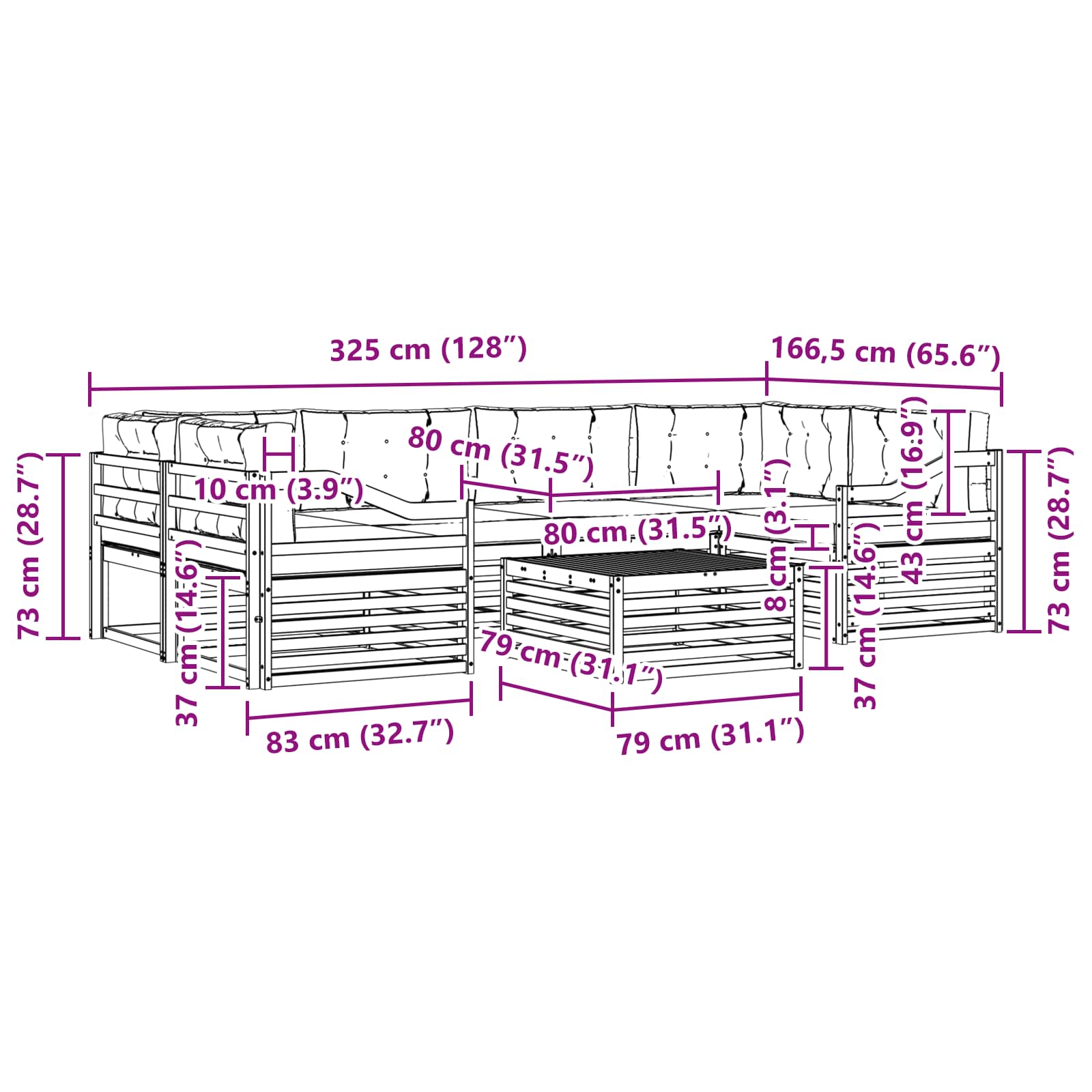 Set vanjskih sofa 7 pcs Bijela i svjetlosiva Poliester