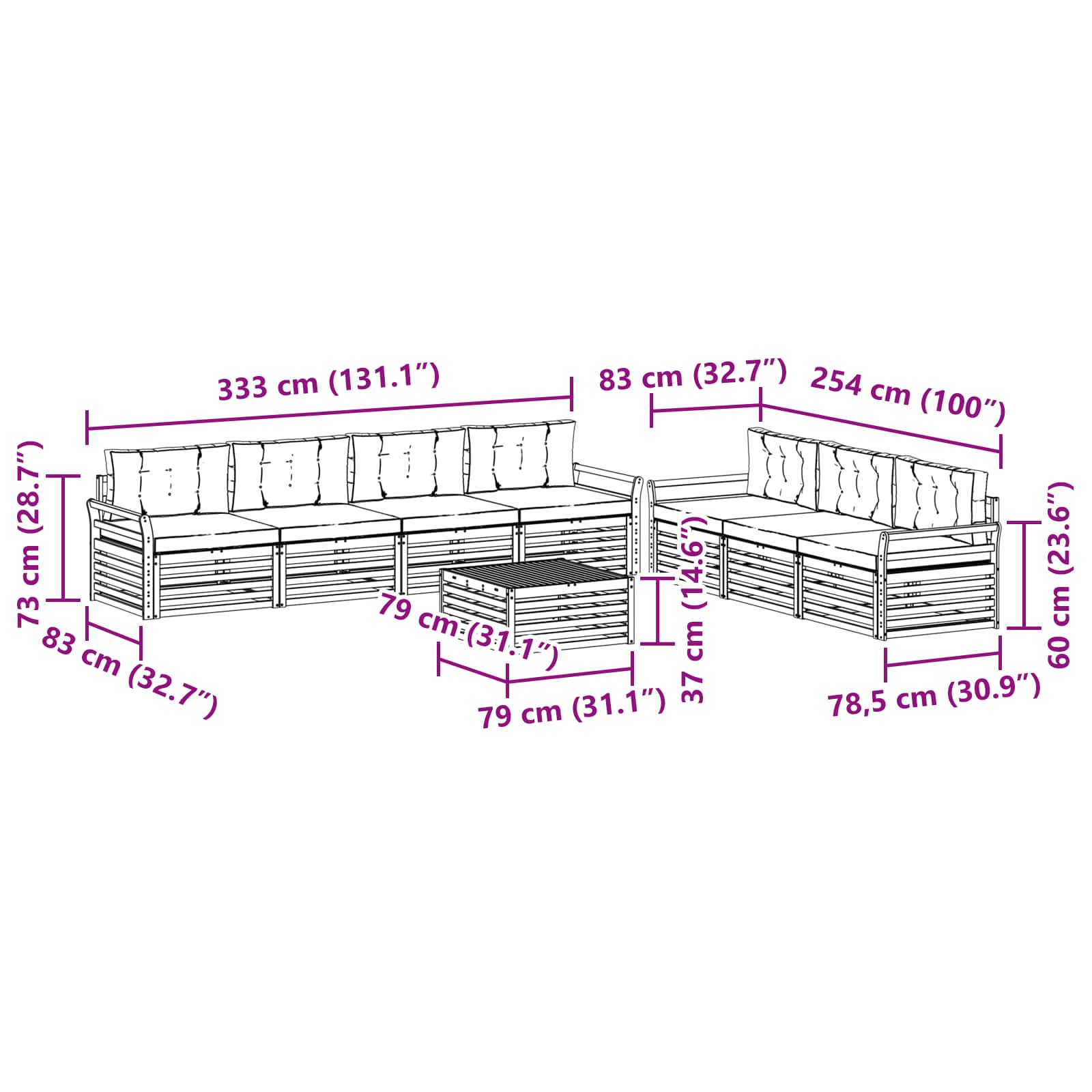 Set vanjskih sofa 8 kom. Bijela i antracit