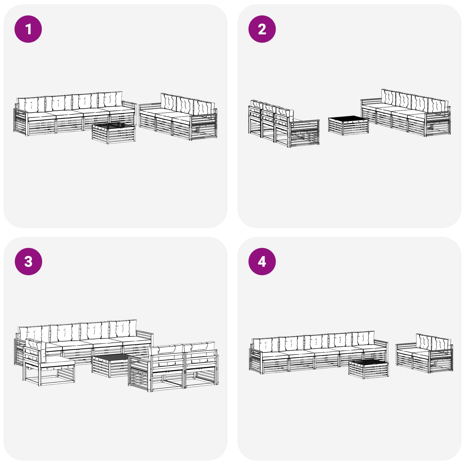Set vanjskih sofa 8 pcs Bijela i antracit 79 x 79 x 37 cm