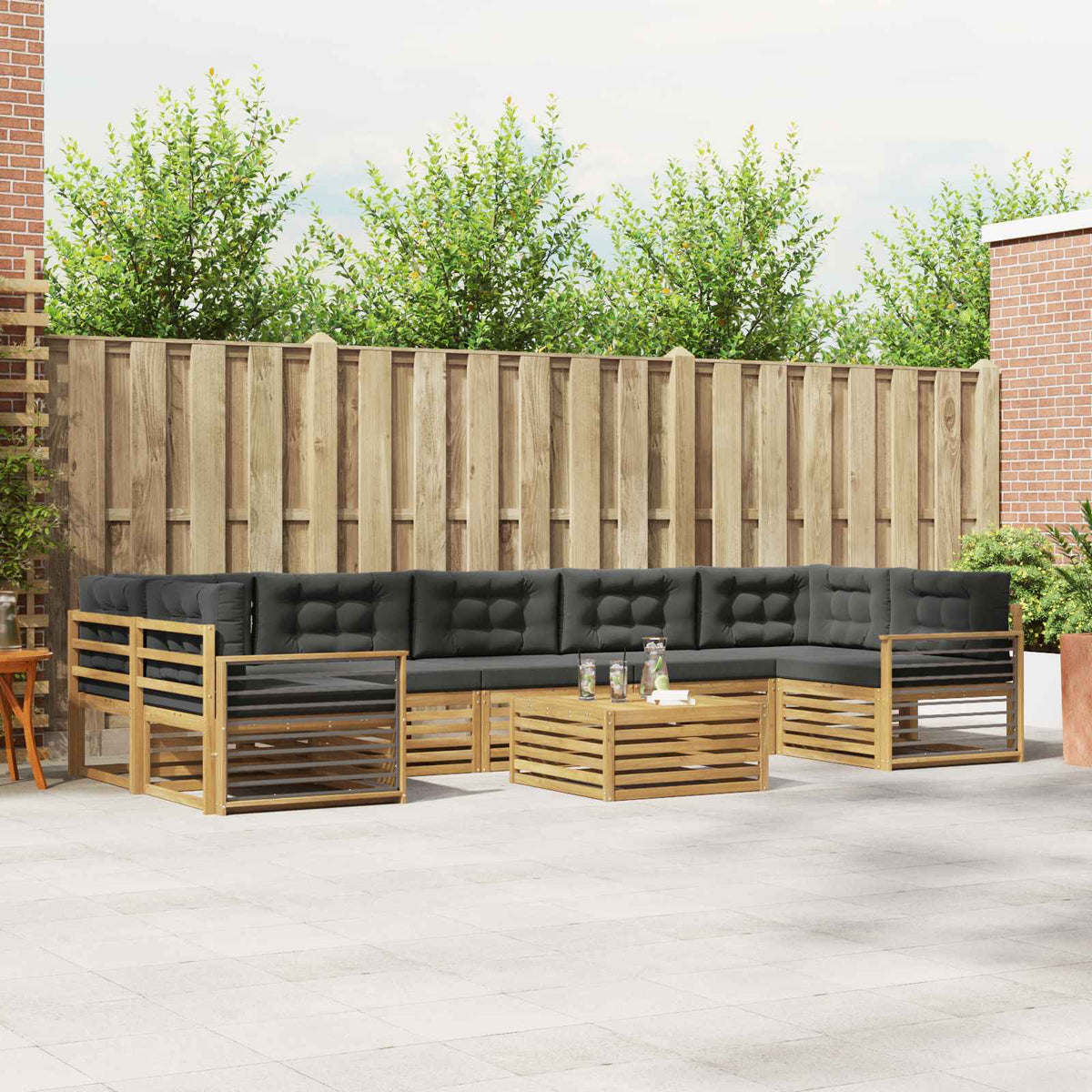 Set vanjskih sofa 8 kom. Bijela i antracit Čvrsto drvo akacije