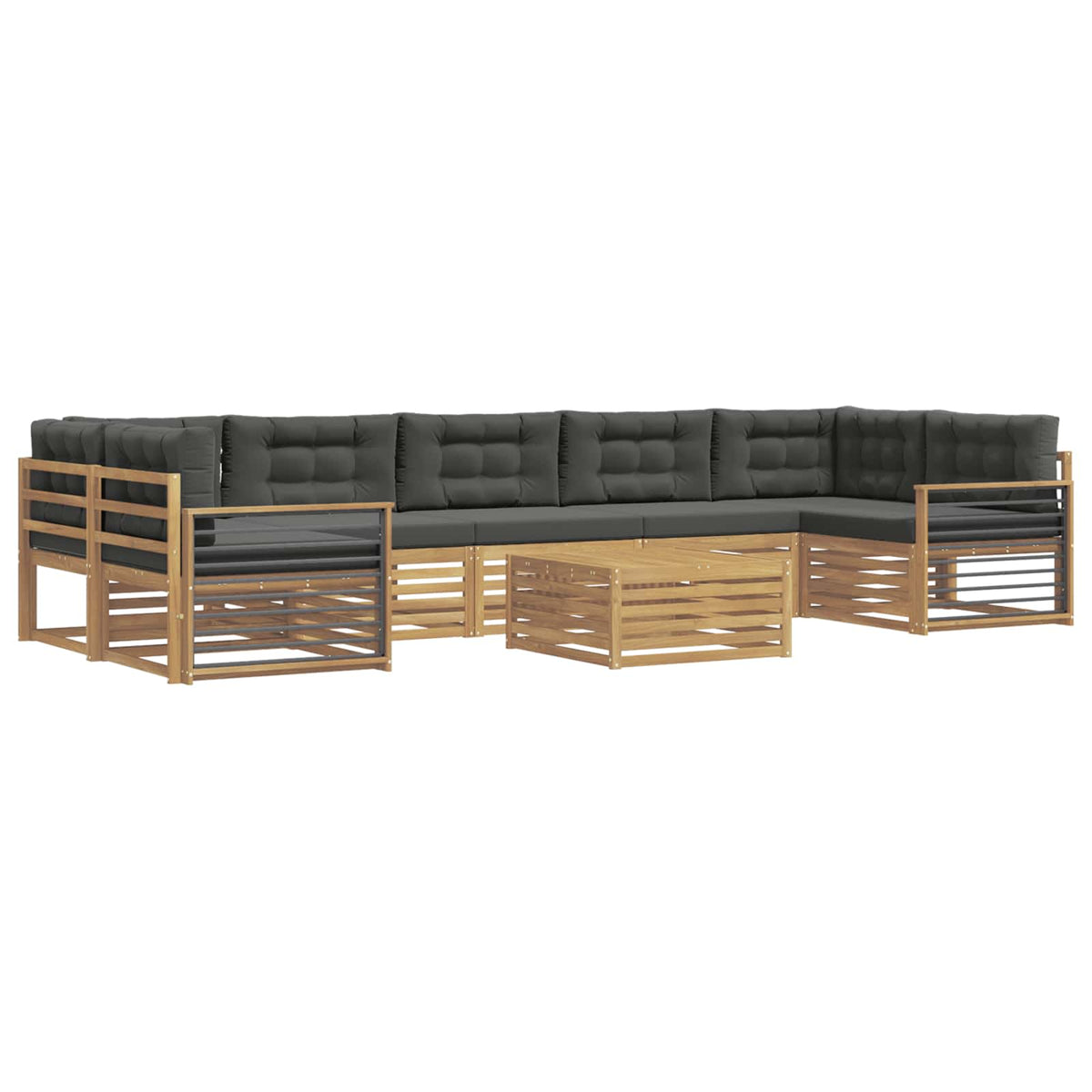 Set vanjskih sofa 8 kom. Bijela i antracit Čvrsto drvo akacije