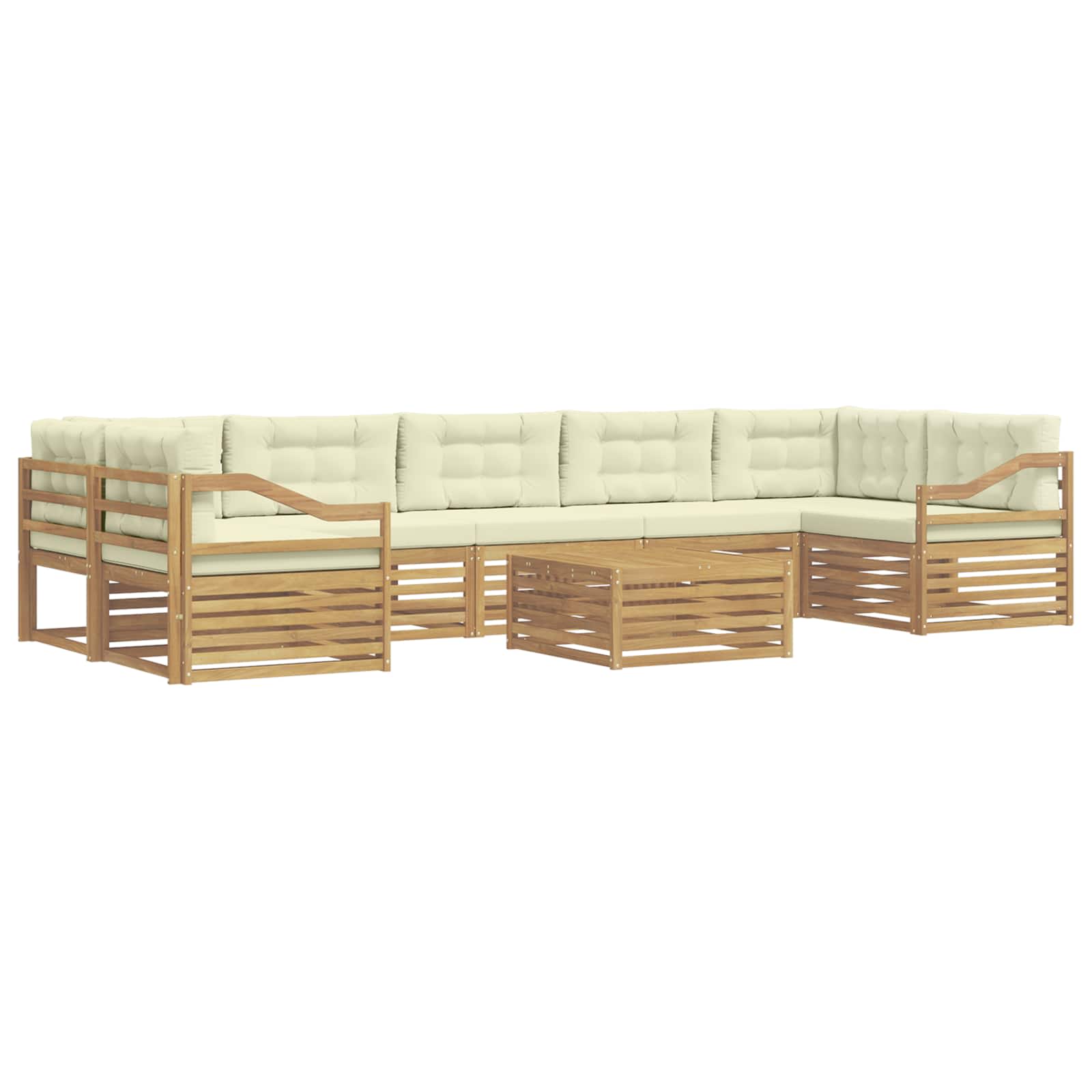 Set vanjskih sofa 8 pcs Bijela i krem Čvrsto drvo akacije