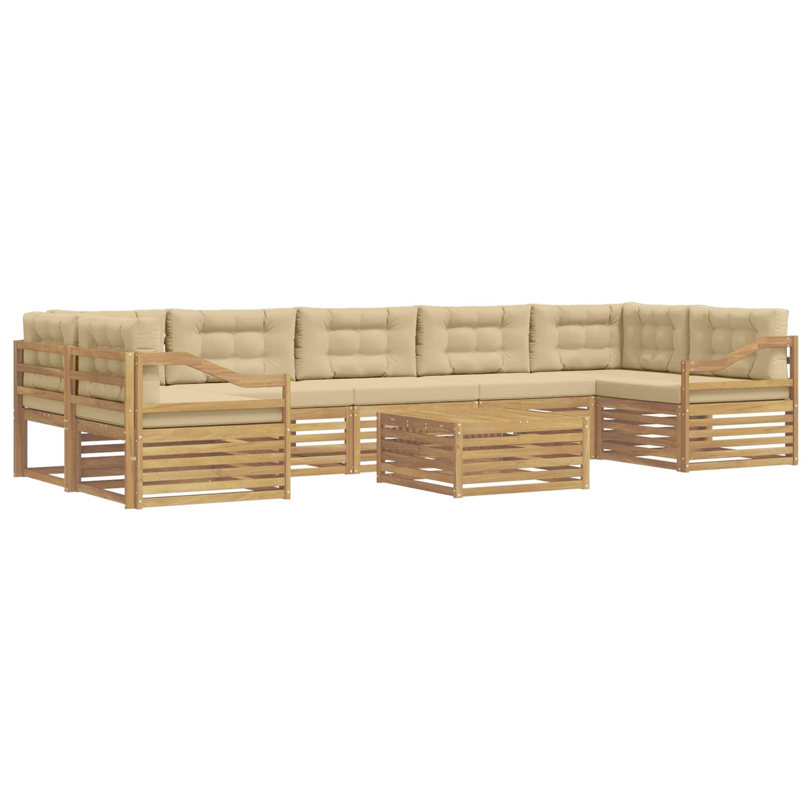 Set vanjskih sofa 8 pcs Bijela i bež Čvrsto drvo akacije
