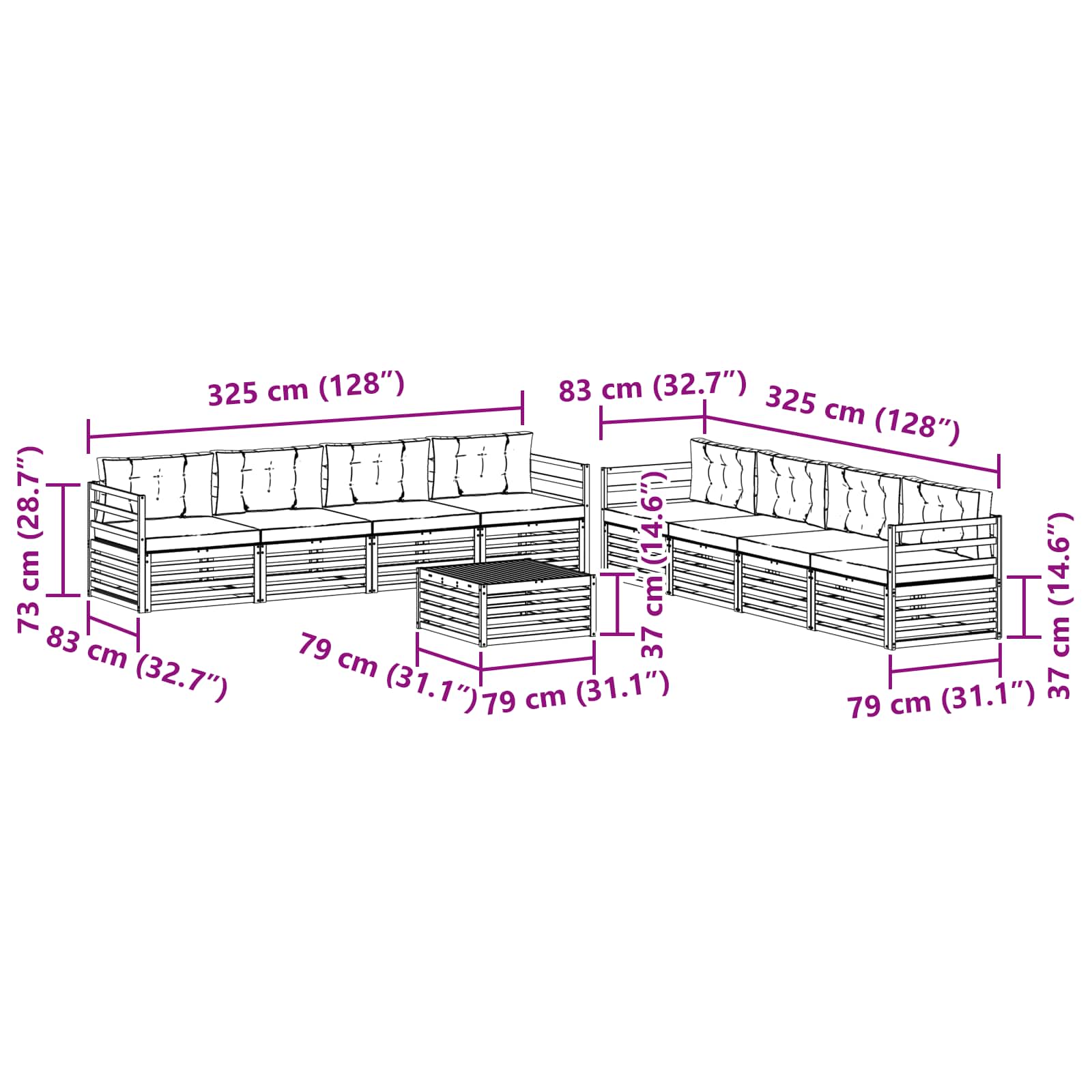 Set vanjskih sofa s jastukom 9 pcs Bijela i antracit Poliester