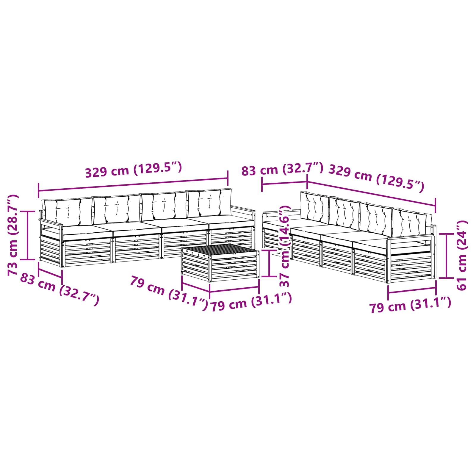 Set vanjskih sofa s jastukom 9 pcs Bijela i antracit Poliester