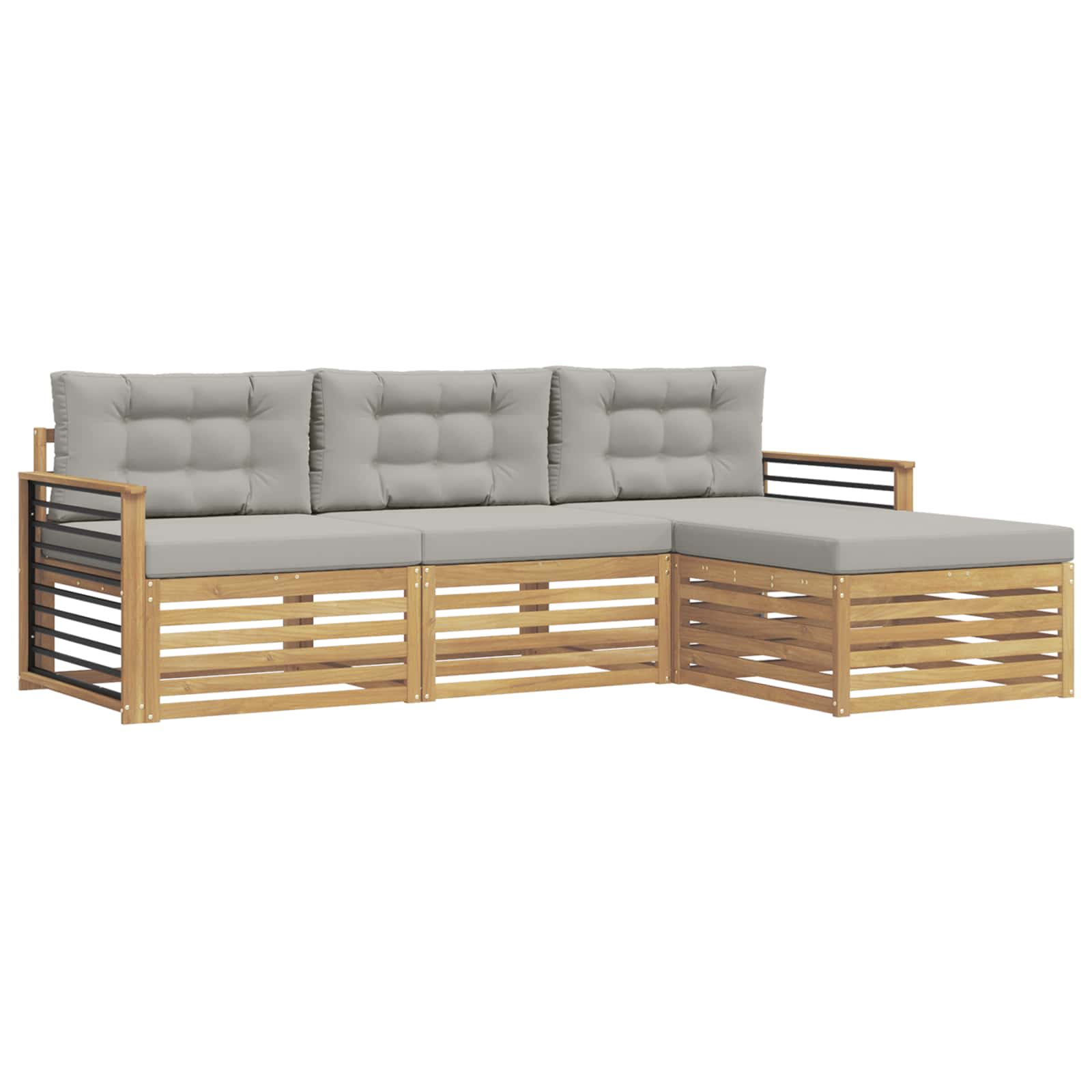 Set vanjskih sofa 4 pcs Bijela i svjetlosiva Poliester