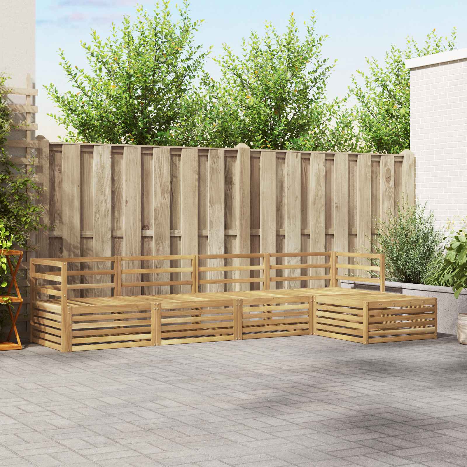 Set vanjskih sofa 5 pcs Bijela Čvrsto drvo akacije