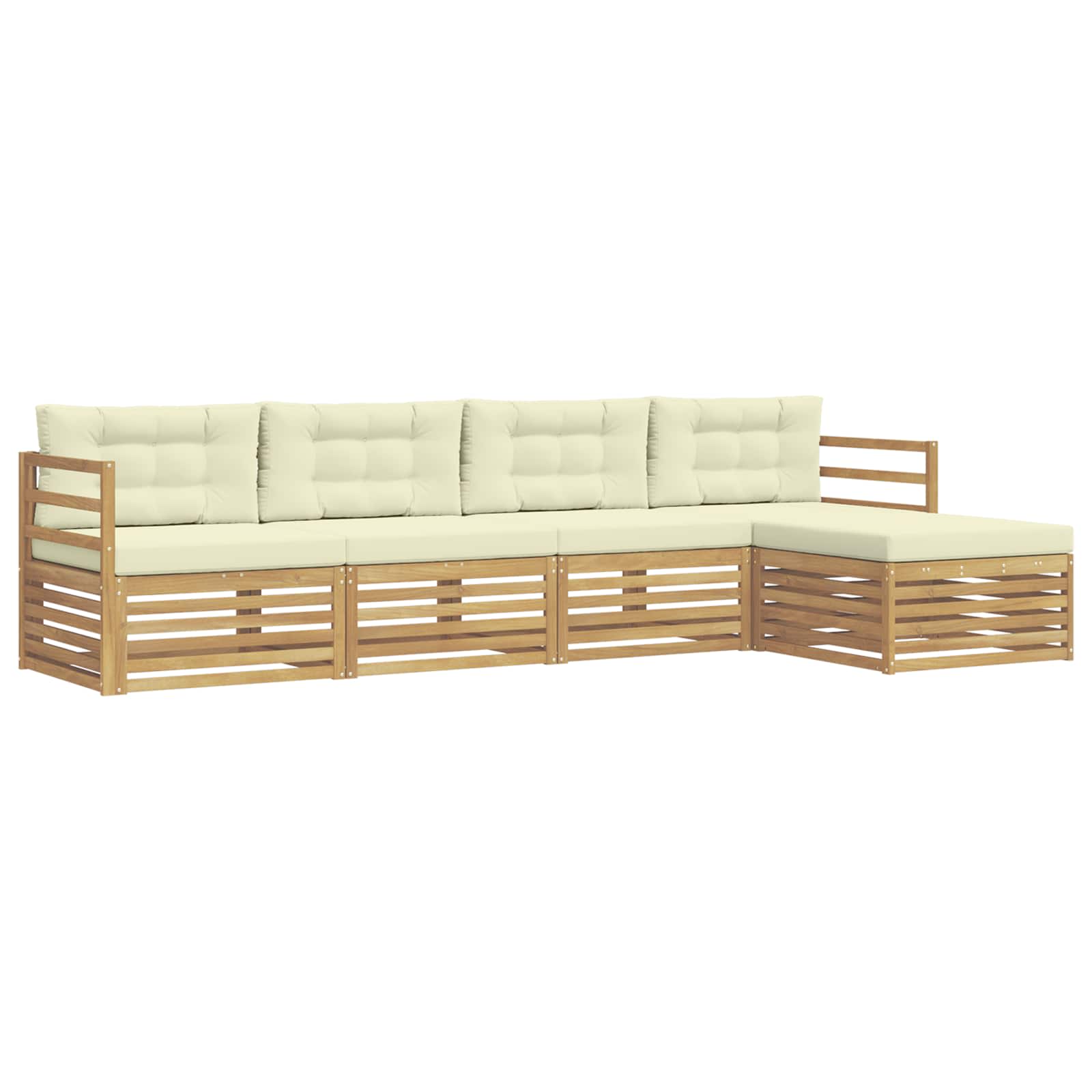 Set vanjskih sofa s jastukom 5 pcs Bijela i krem Poliester