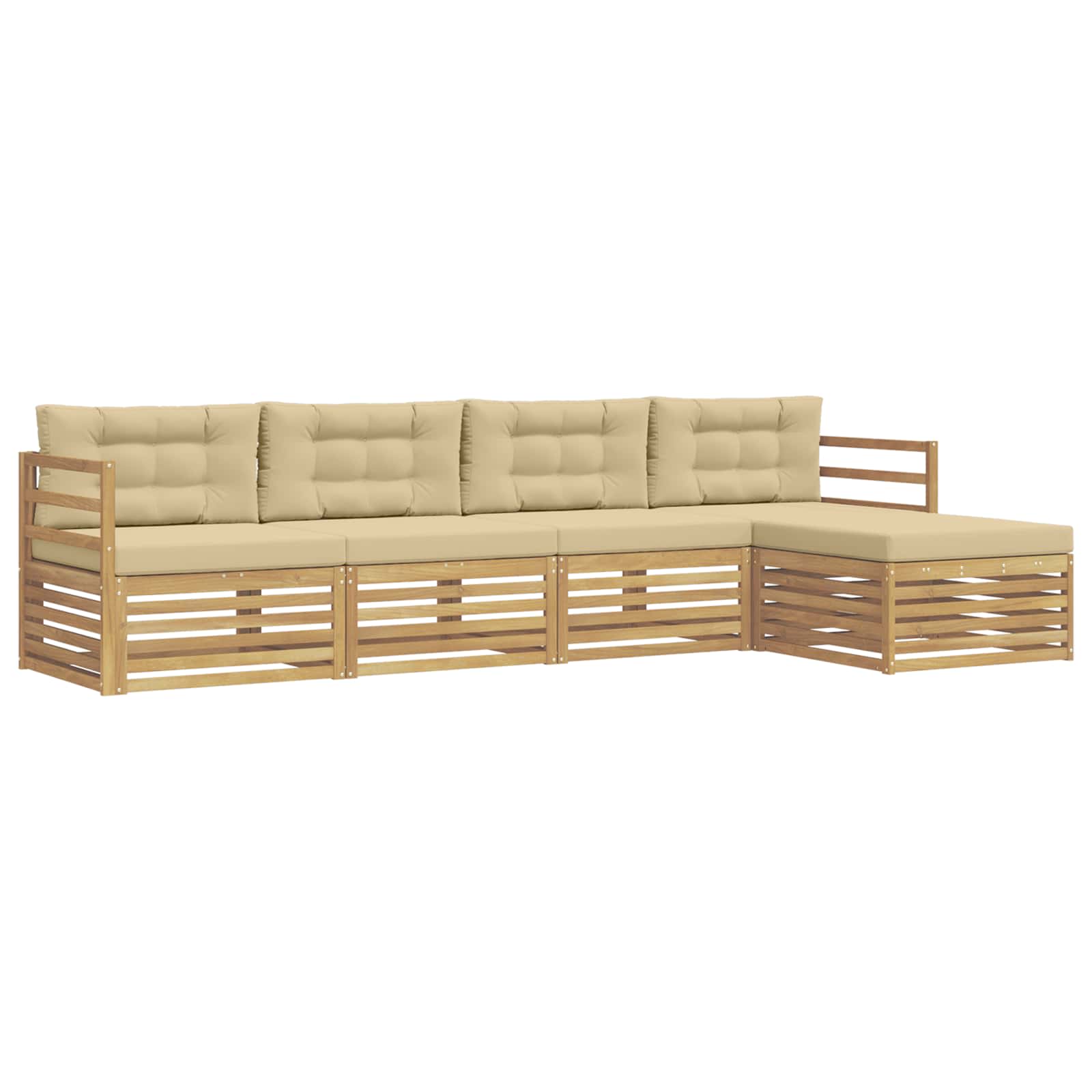 Set vanjskih sofa s jastukom 5 pcs Bijela i bež Poliester