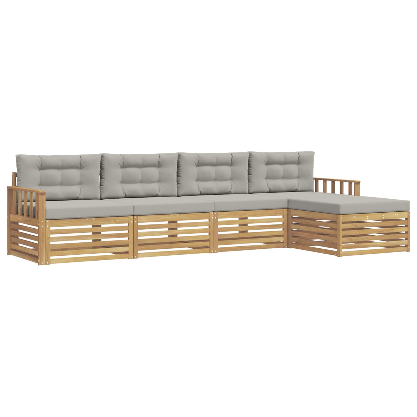 Set vanjskih sofa 5 pcs Bijela i svjetlosiva Poliester