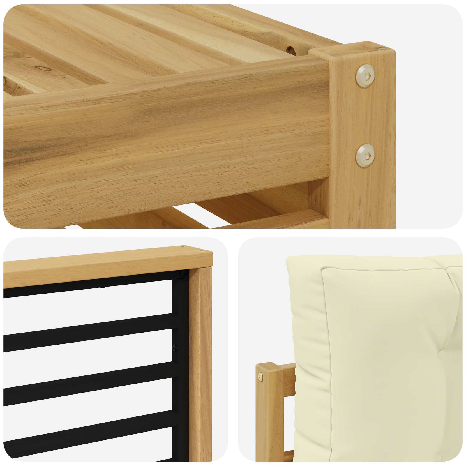 Set vanjskih sofa s jastukom 5 pcs Bijela i krem Poliester
