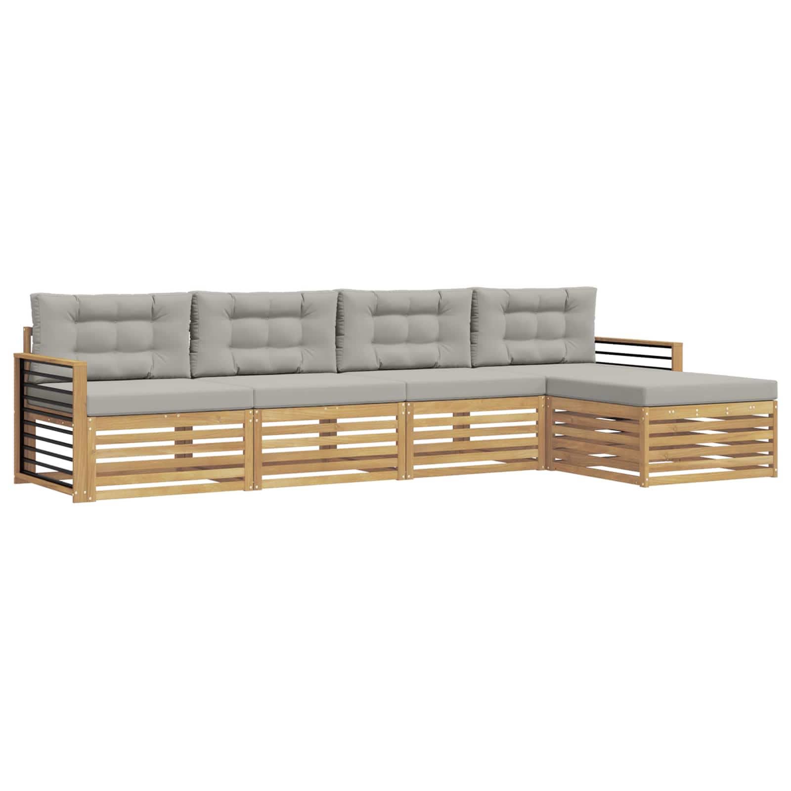 Set vanjskih sofa 5 pcs Bijela i svjetlosiva Poliester