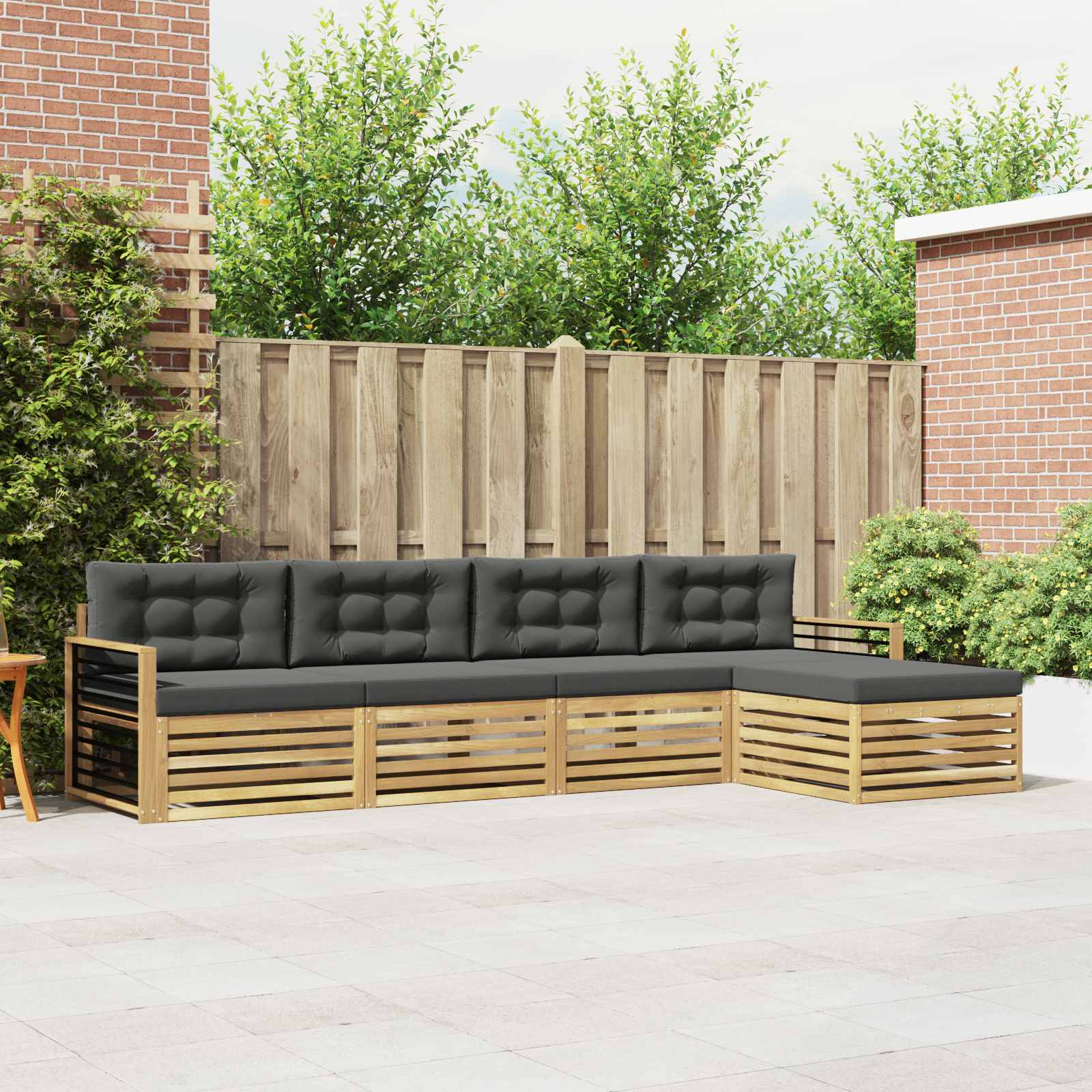 Set vanjskih sofa s jastukom 5 pcs Bijela i antracit Poliester