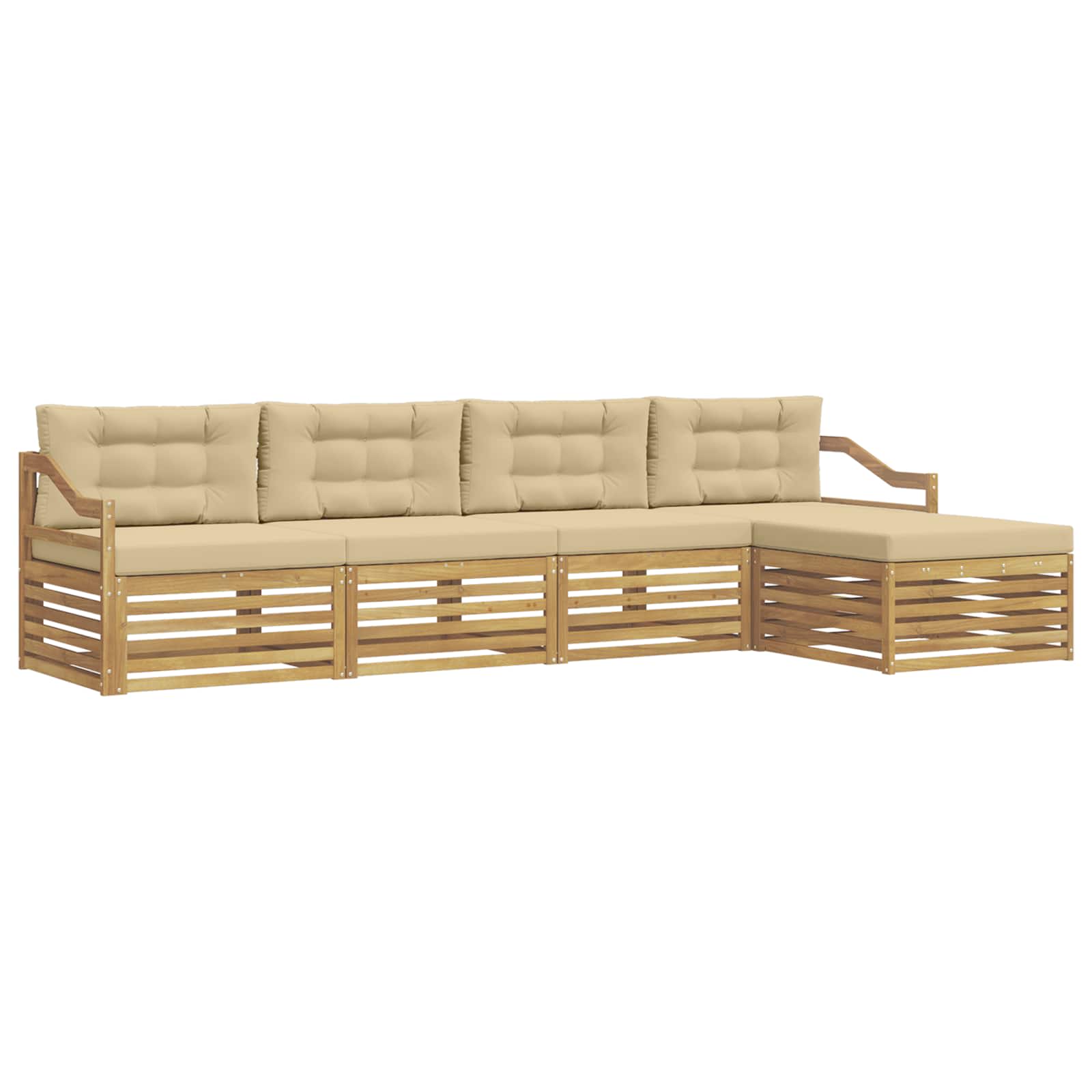 Set vanjskih sofa s jastukom 5 pcs Bijela i bež Poliester
