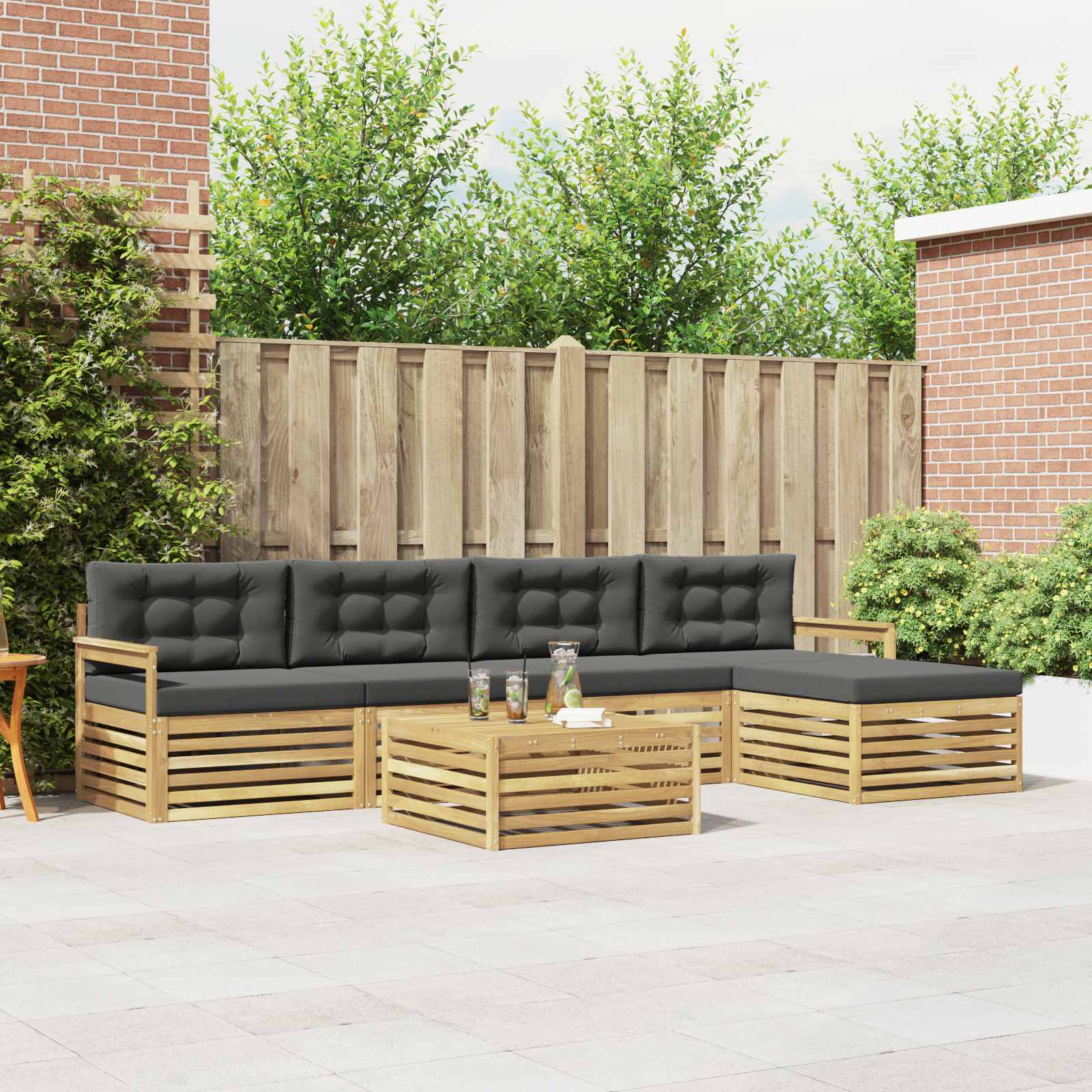 Set vanjskih sofa s jastukom 7 pcs Bijela i antracit Poliester