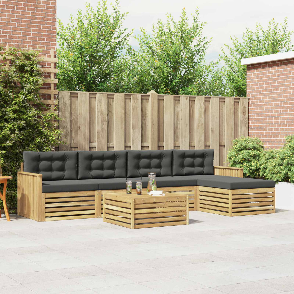 Set vanjskih sofa 6 kom. Bijela i antracit Poliester