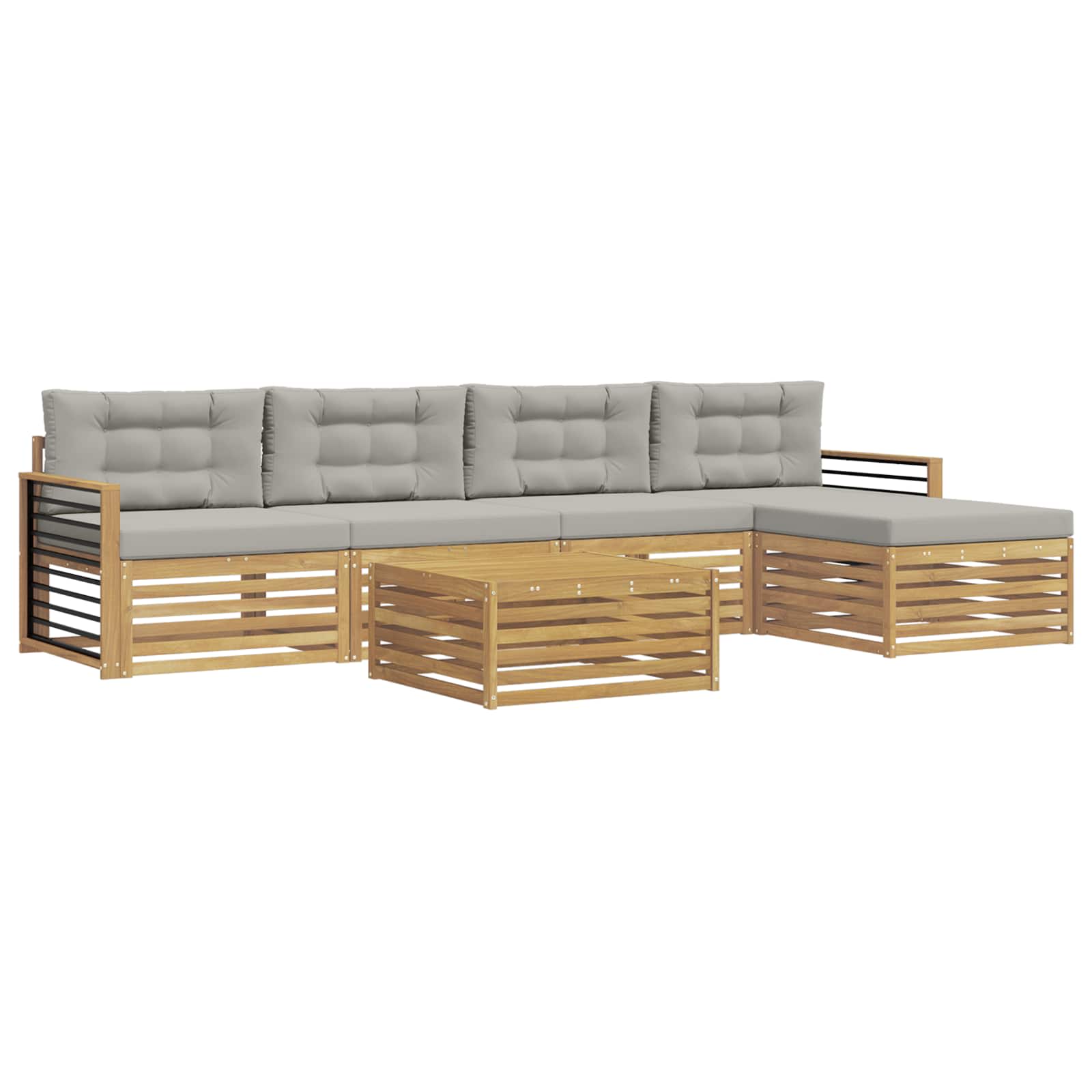 Set vanjskih sofa 7 pcs Bijela i svjetlosiva Poliester