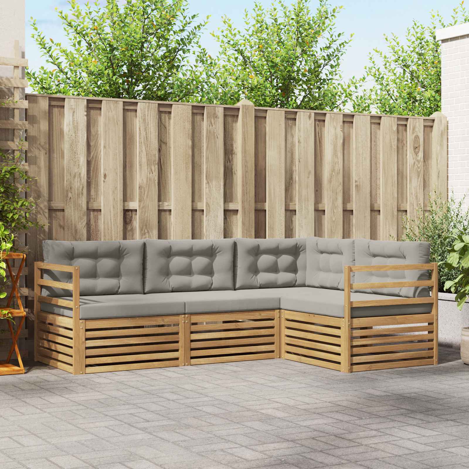 Set vanjskih sofa 4 pcs Bijela i svjetlosiva