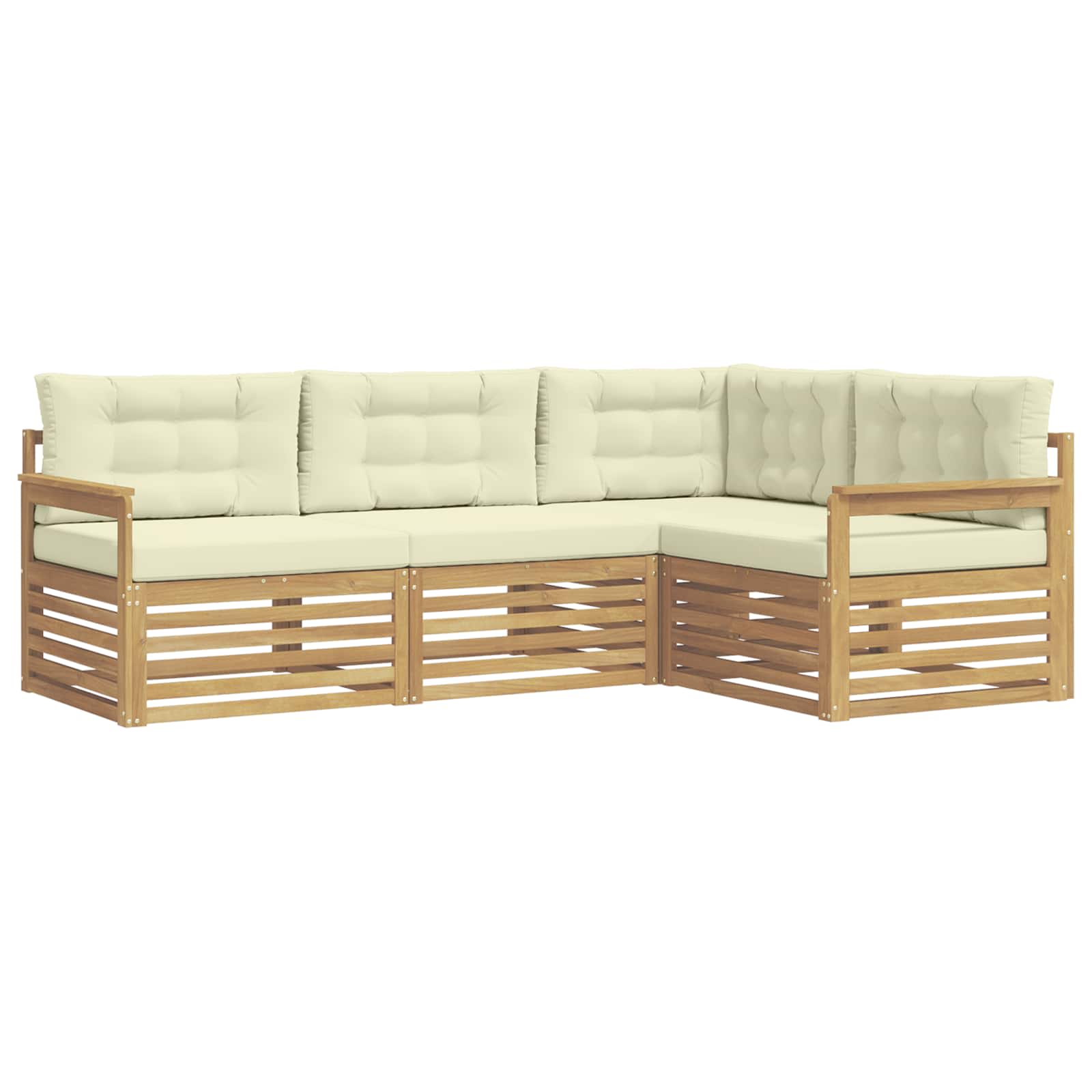 Set vanjskih sofa s jastukom 5 pcs Bijela i krem Poliester