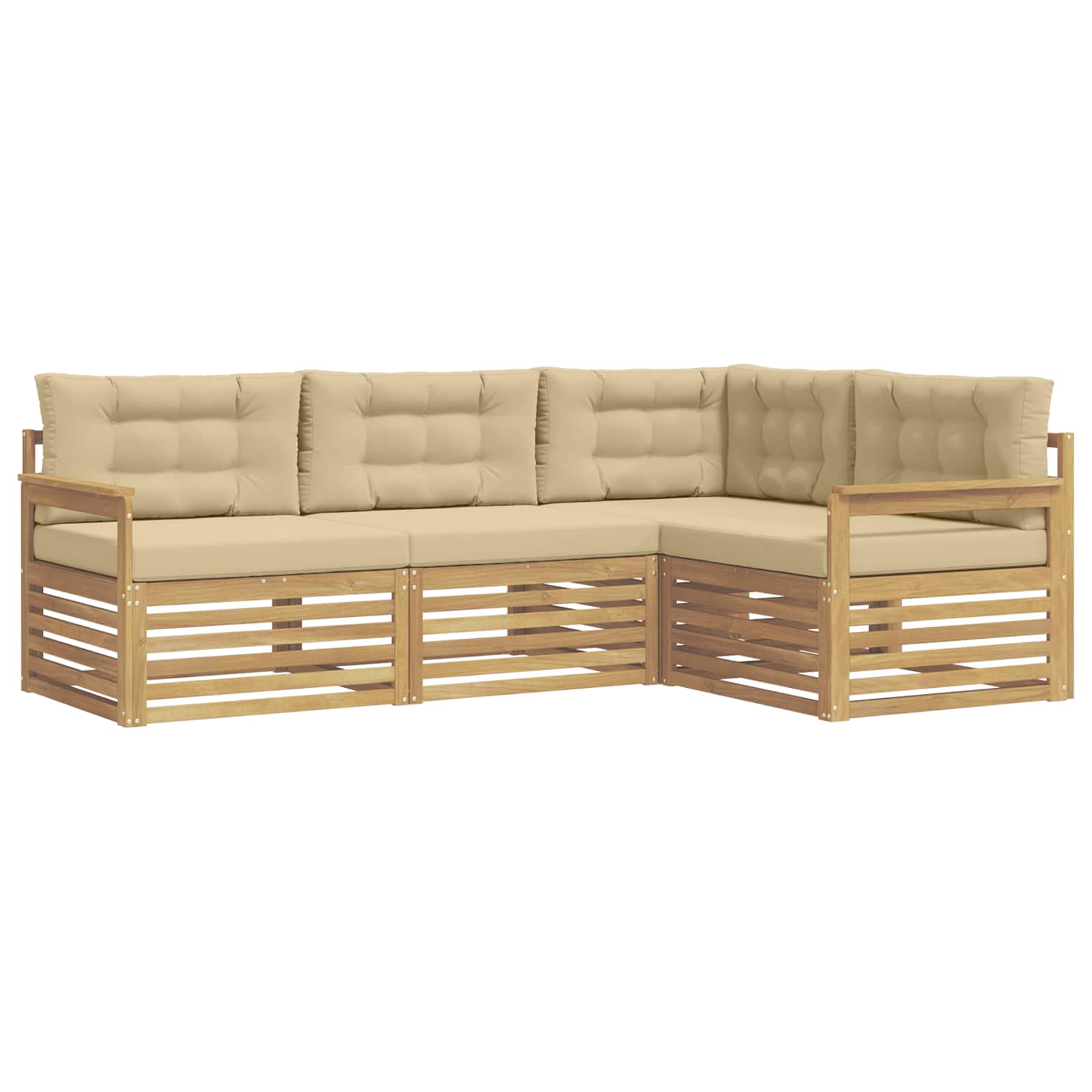 Set vanjskih sofa s jastukom 5 pcs Bijela i bež Poliester