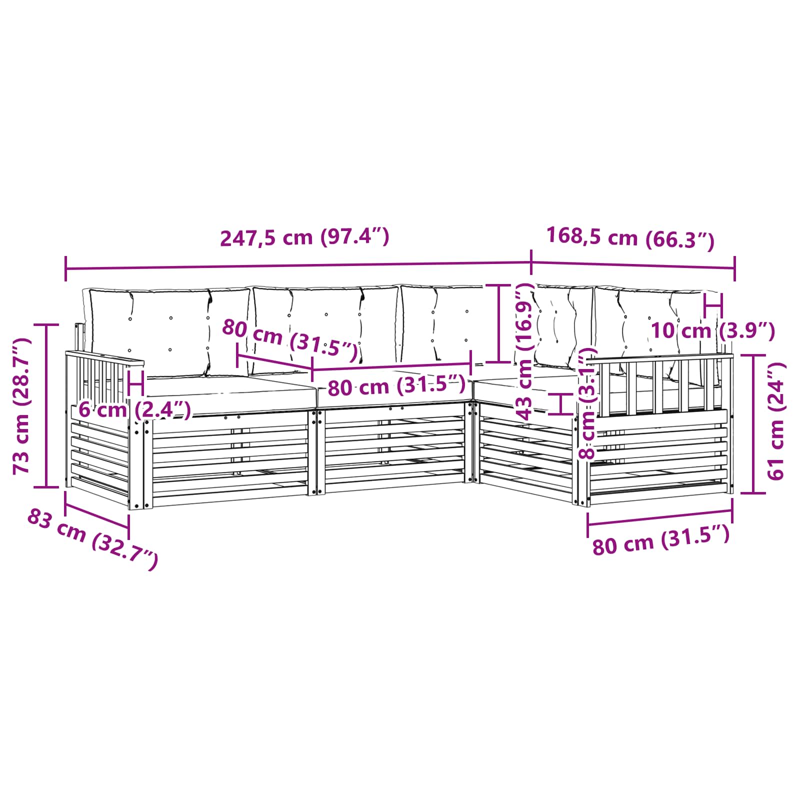 Set vanjskih sofa s jastukom 5 pcs Bijela i krem Poliester