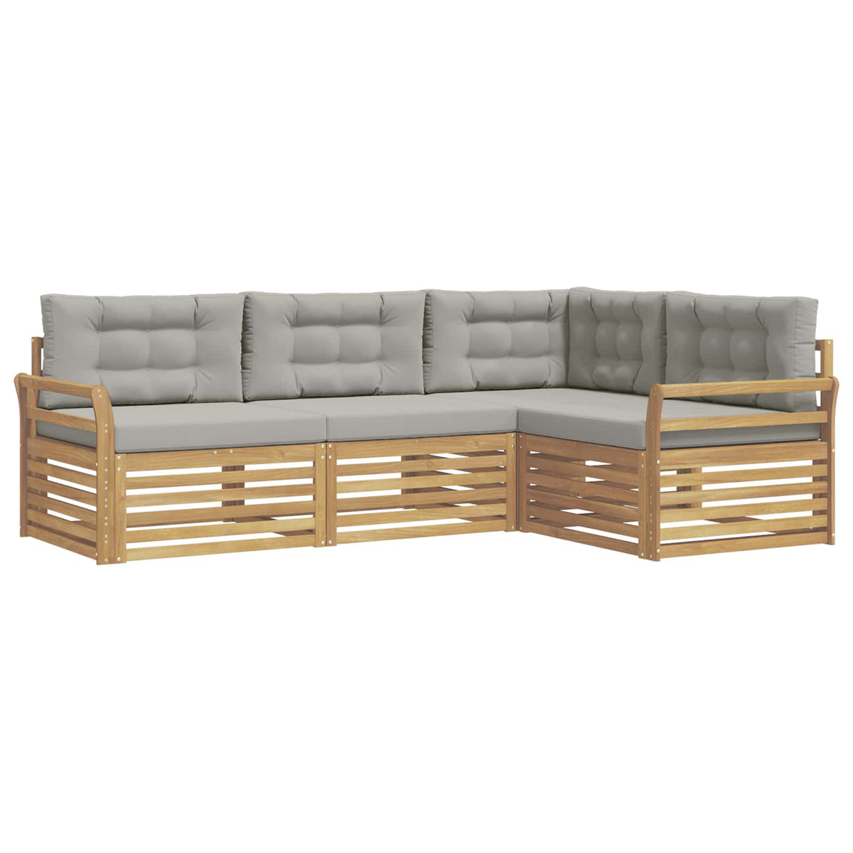Set vanjskih sofa 4 kom. Bijela i svjetlosiva Poliester