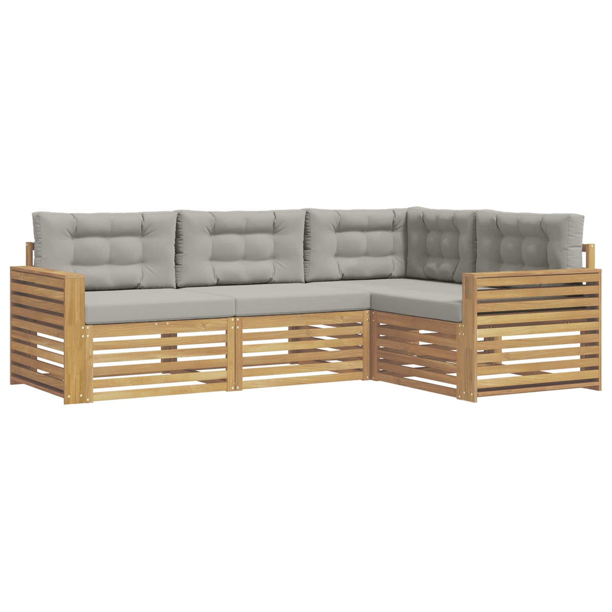 Set vanjskih sofa 4 kom. Bijela i svjetlosiva Poliester