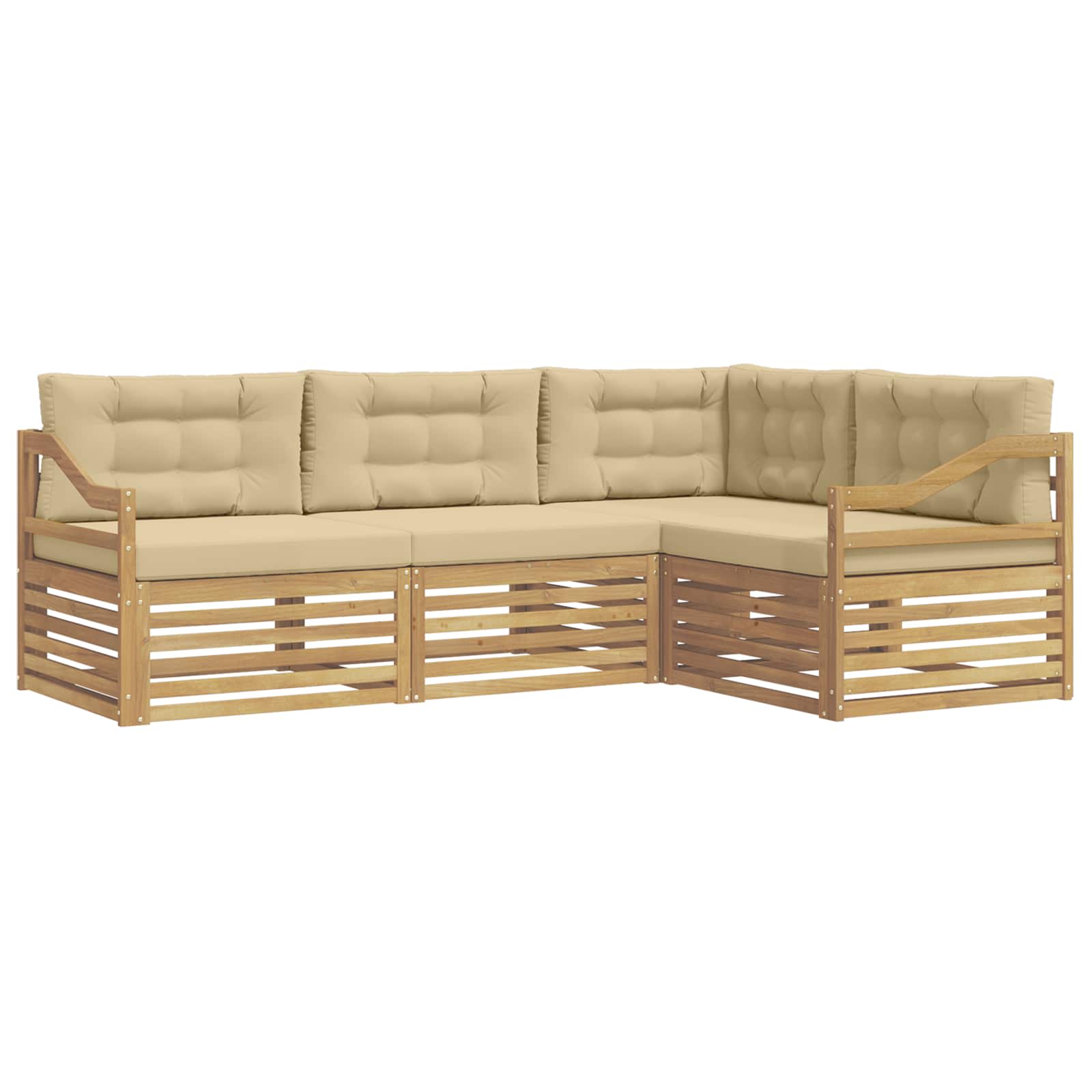 Set vanjskih sofa 4 pcs Bijela i bež 245,5 x 166,5 x 73 cm