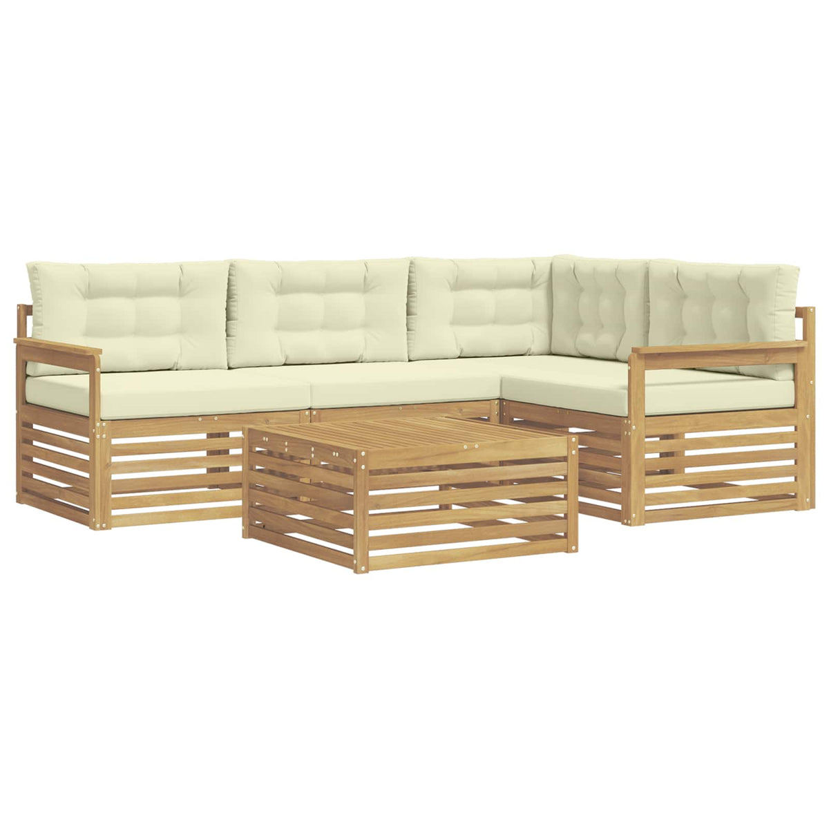 Set vanjskih sofa 6 kom. Bijela i krem Poliester