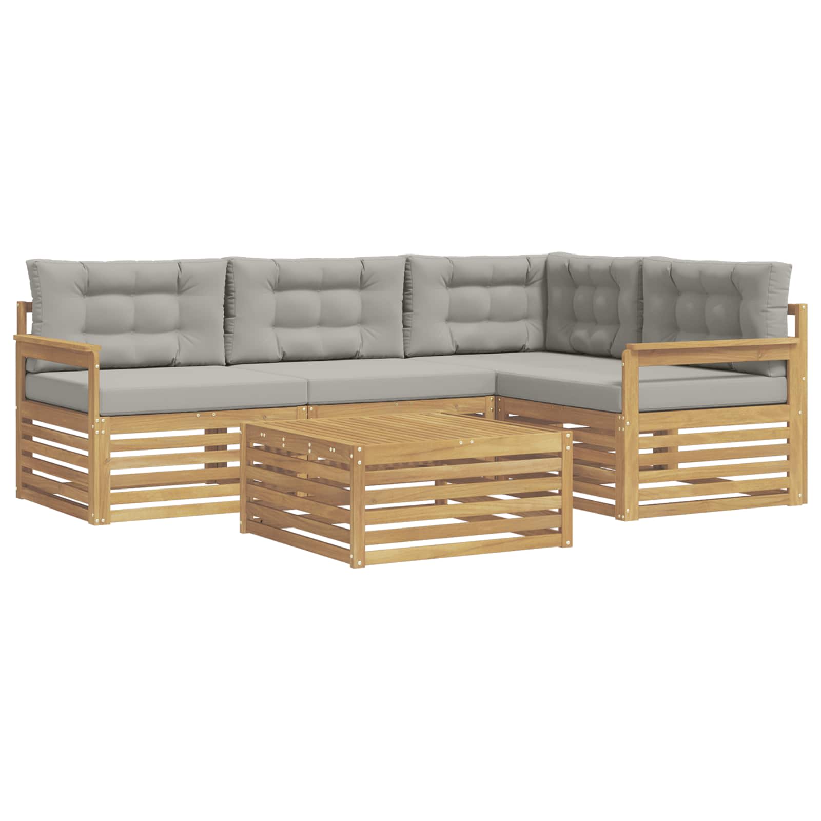 Set vanjskih sofa 6 pcs Bijela i svjetlosiva Poliester