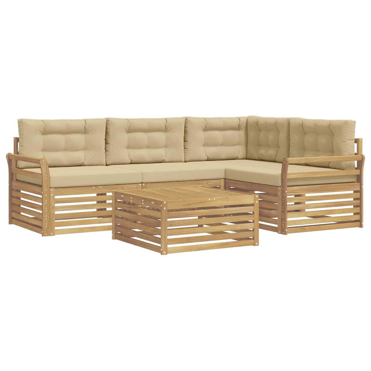 Set vanjskih sofa 5 kom. Bijela i bež Poliester