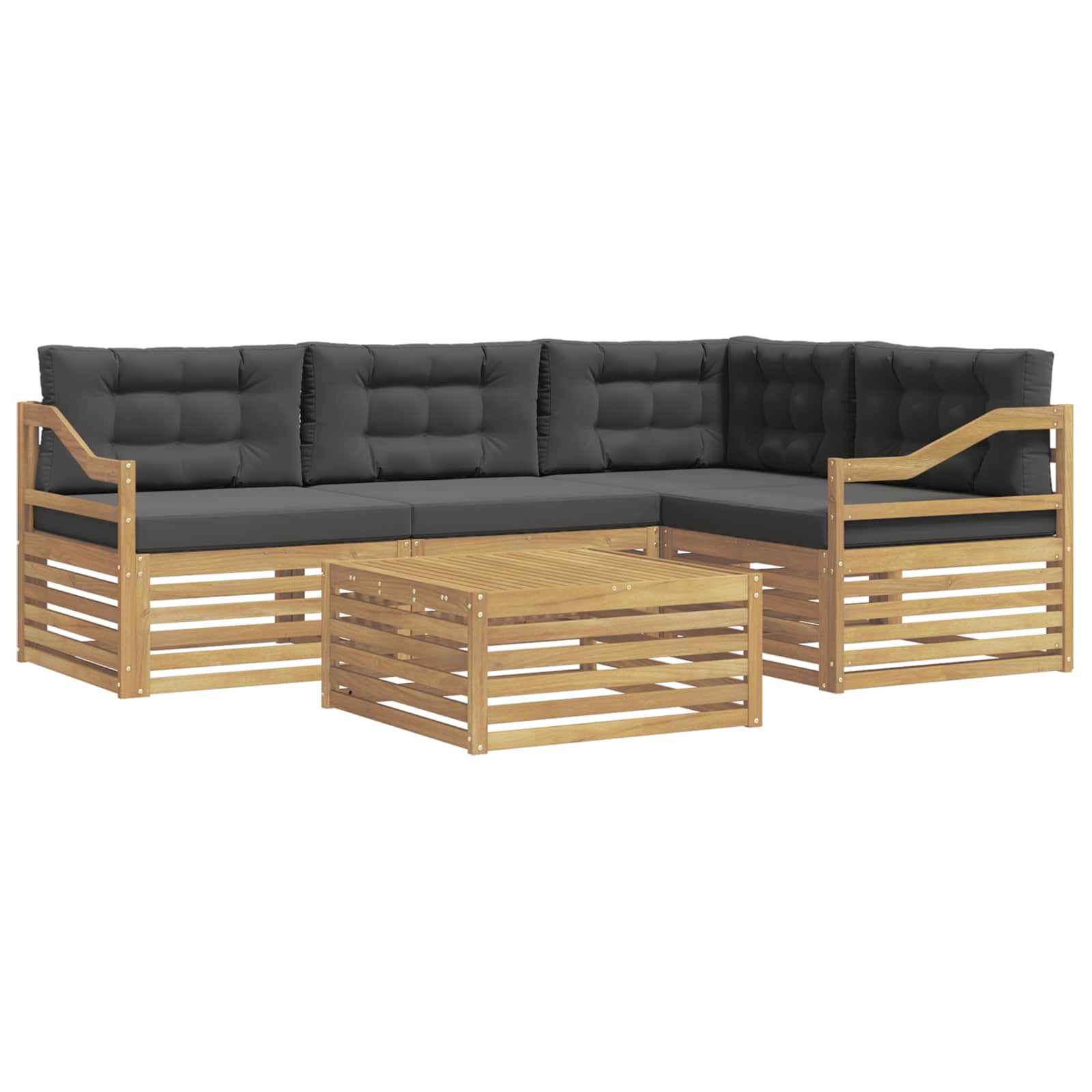 Set vanjskih sofa s jastukom 5 pcs Bijela i antracit Poliester