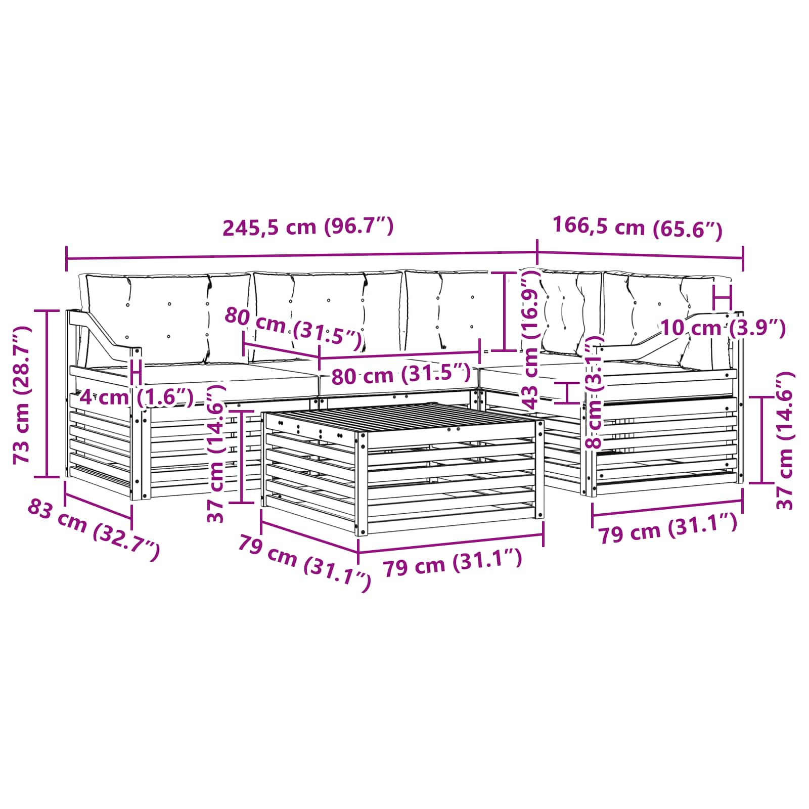 Set vanjskih sofa s jastukom 5 pcs Bijela i antracit Poliester