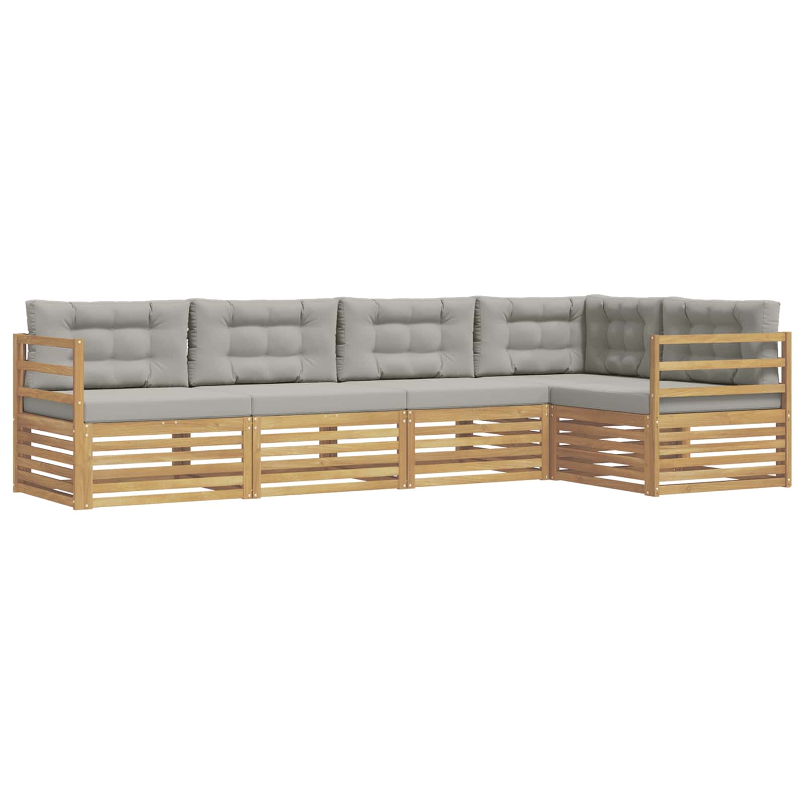 Set vanjskih sofa 5 pcs Bijela i svjetlosiva Poliester