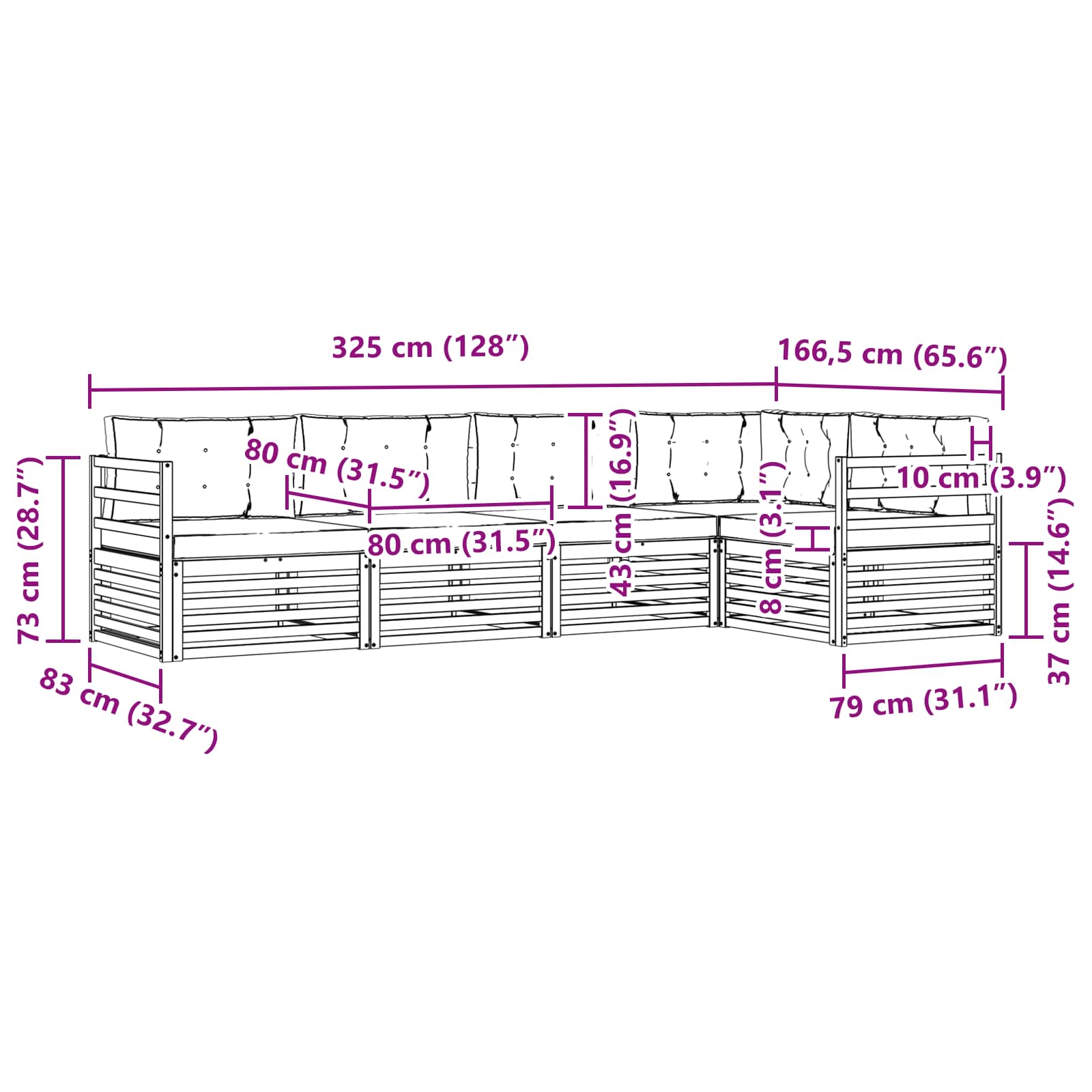 Set vanjskih sofa s jastukom 5 pcs Bijela i bež Poliester