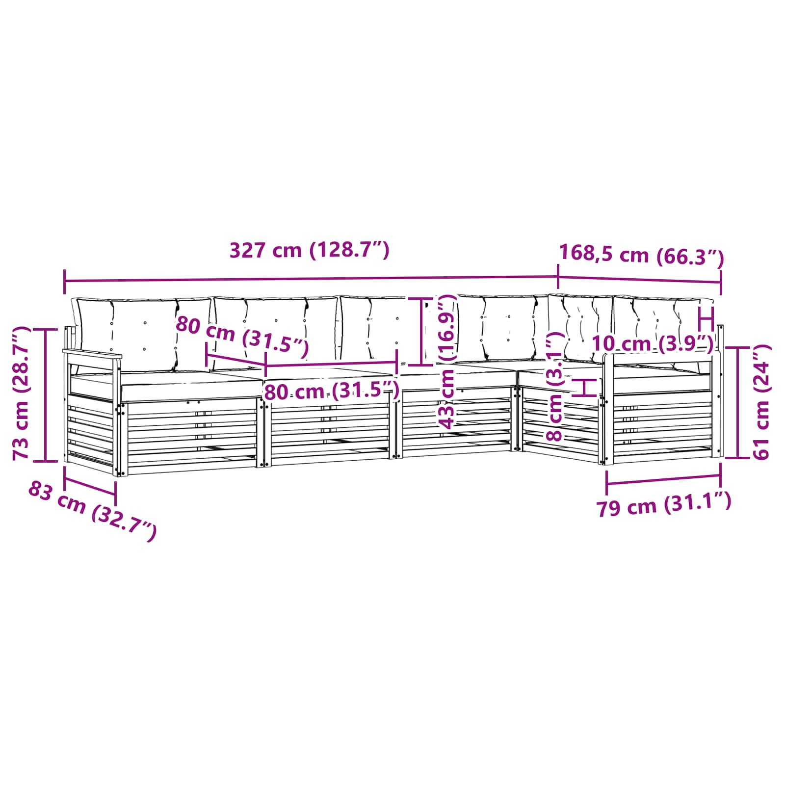 Set vanjskih sofa 6 pcs Bijela i svjetlosiva Poliester
