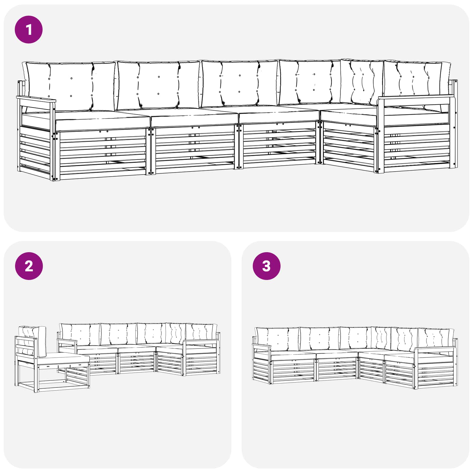 Set vanjskih sofa 6 pcs Bijela i svjetlosiva Poliester