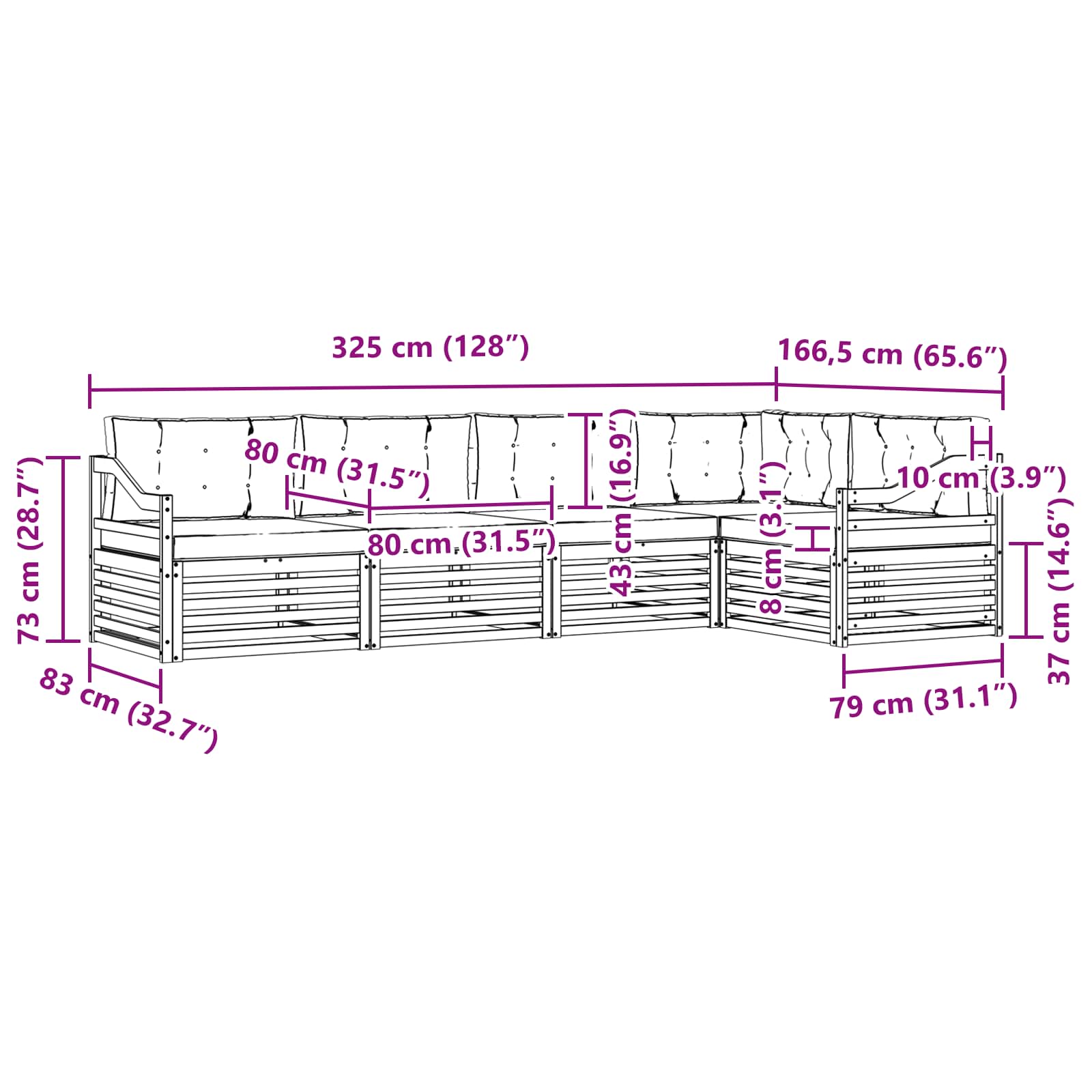 Set vanjskih sofa s jastukom 5 pcs Bijela i krem Poliester
