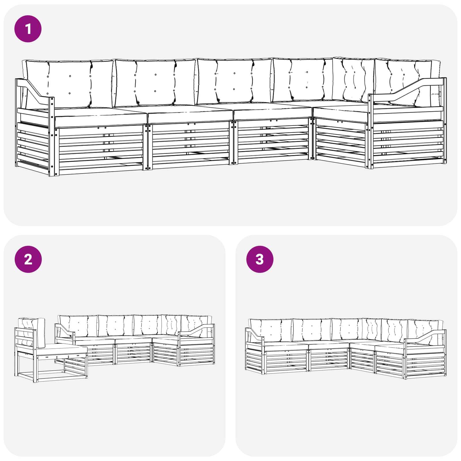 Set vanjskih sofa 5 pcs Bijela i svjetlosiva Poliester
