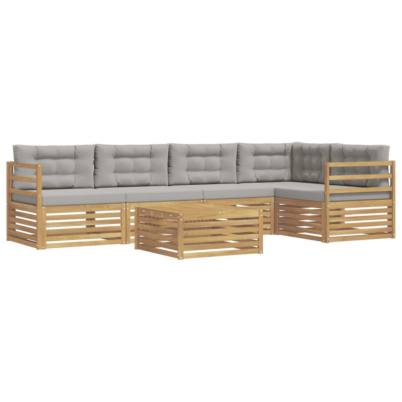 Set vanjskih sofa 6 pcs Bijela i svjetlosiva Poliester