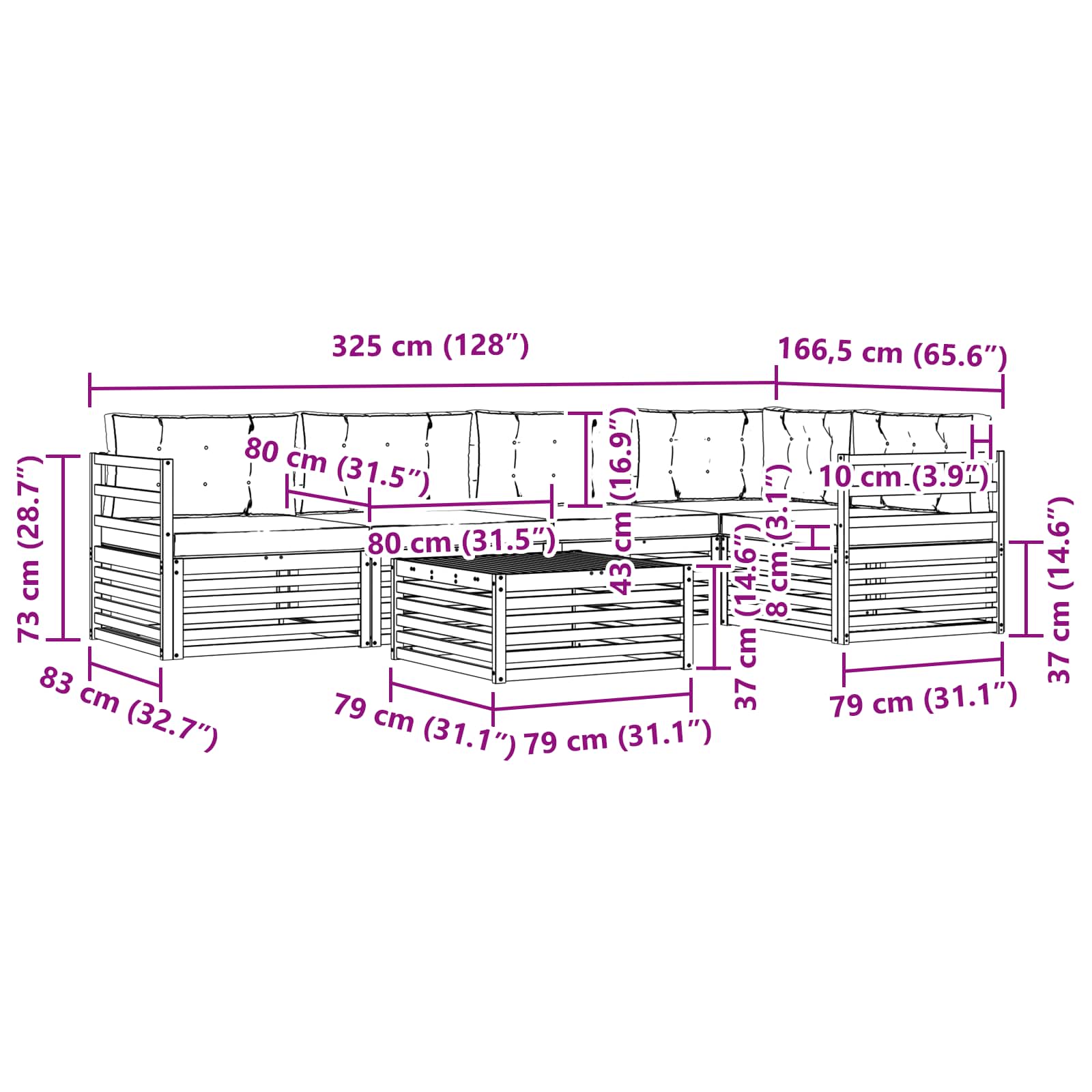 Set vanjskih sofa 6 pcs Bijela i svjetlosiva Poliester