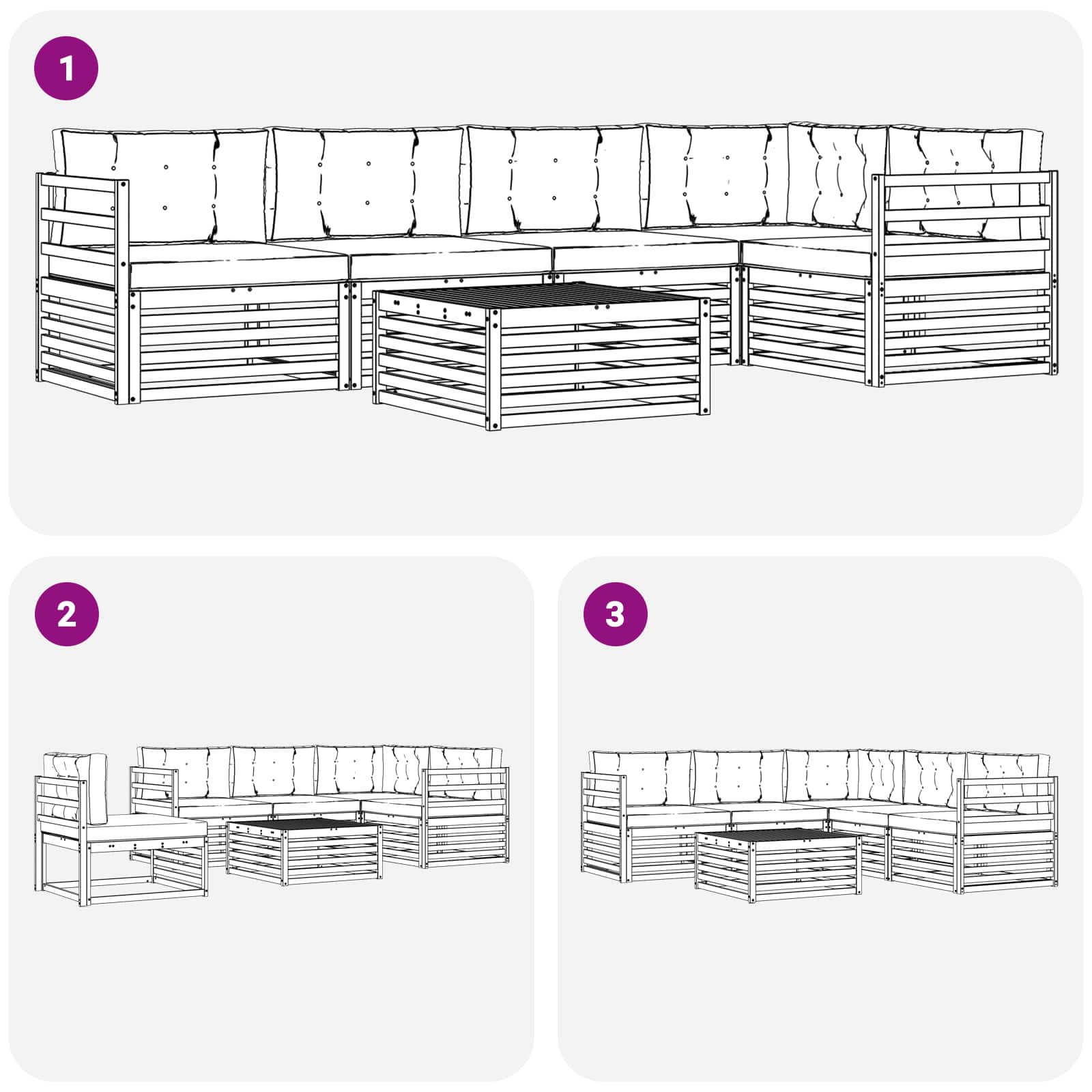 Set vanjskih sofa 6 pcs Bijela i svjetlosiva Poliester