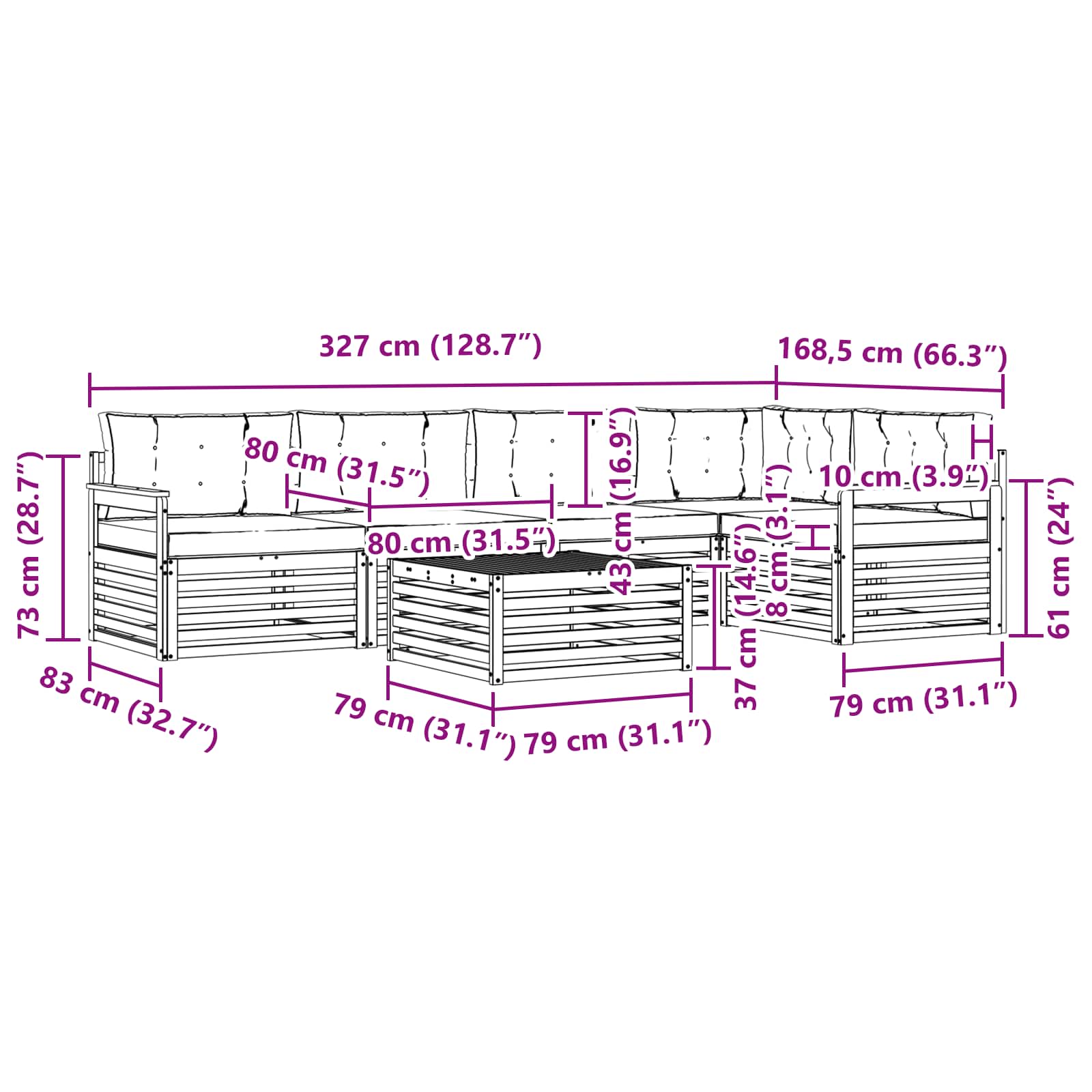 Set vanjskih sofa 6 pcs Bijela i svjetlosiva Poliester