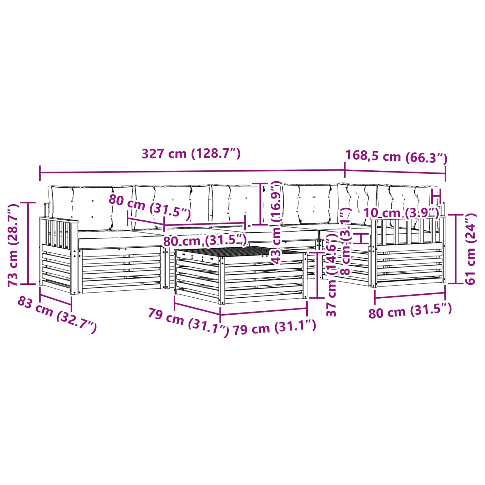 Set vanjskih sofa 6 pcs Bijela i svjetlosiva Poliester