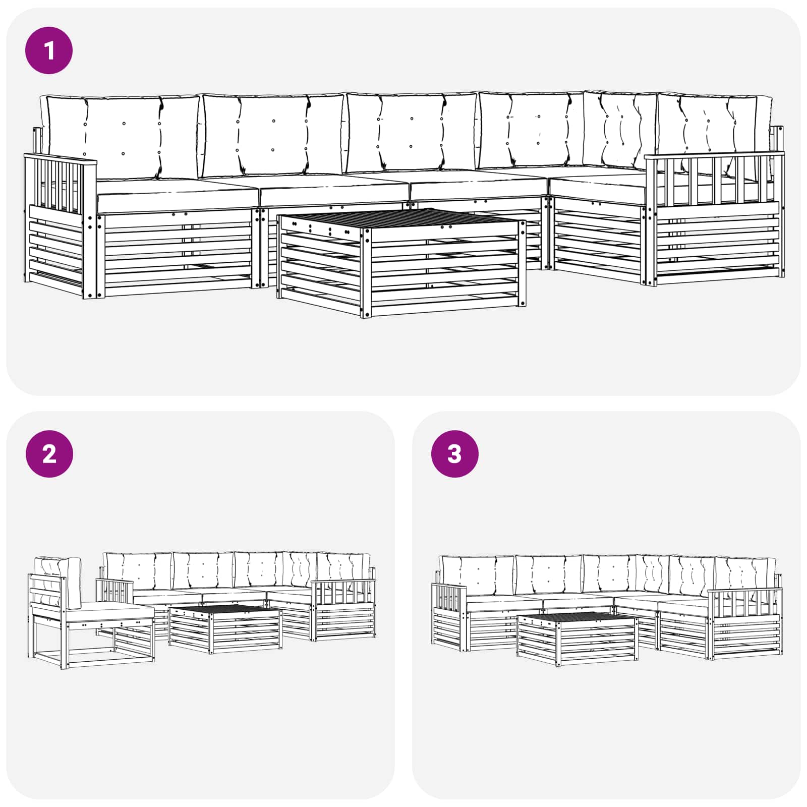 Set vanjskih sofa 6 pcs Bijela i svjetlosiva Poliester