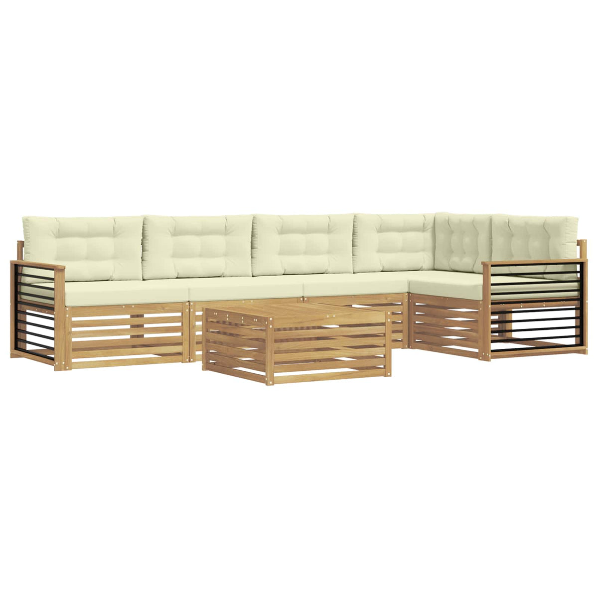 Set vanjskih sofa 6 kom. Bijela i krem Poliester